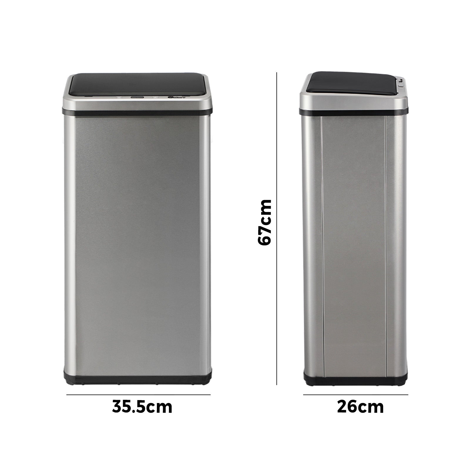 Oikiture 50L Motion Sensor Bin Automatic Rubbish Trash Can Kitchen Silver - Sunyee