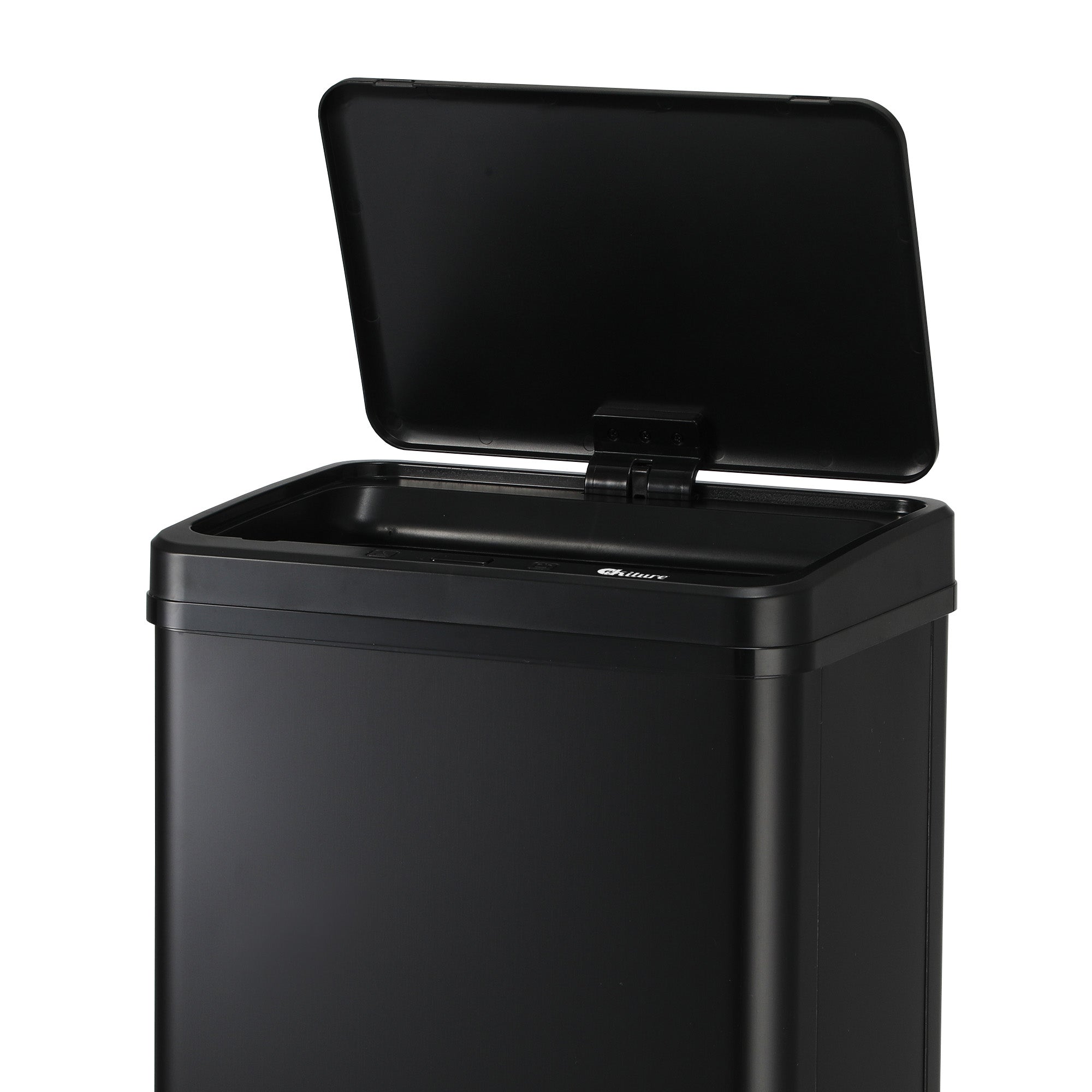 Oikiture 60L Motion Sensor Rubbish Bin Kitchen Waste Can Stainless Steel Black - Sunyee