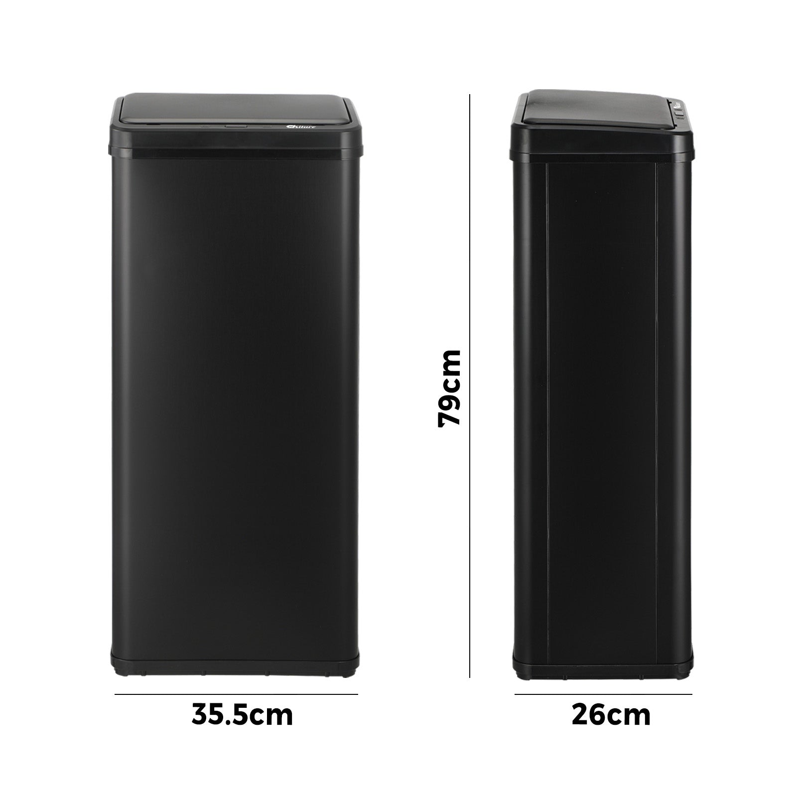 Oikiture 60L Motion Sensor Rubbish Bin Kitchen Waste Can Stainless Steel Black - Sunyee