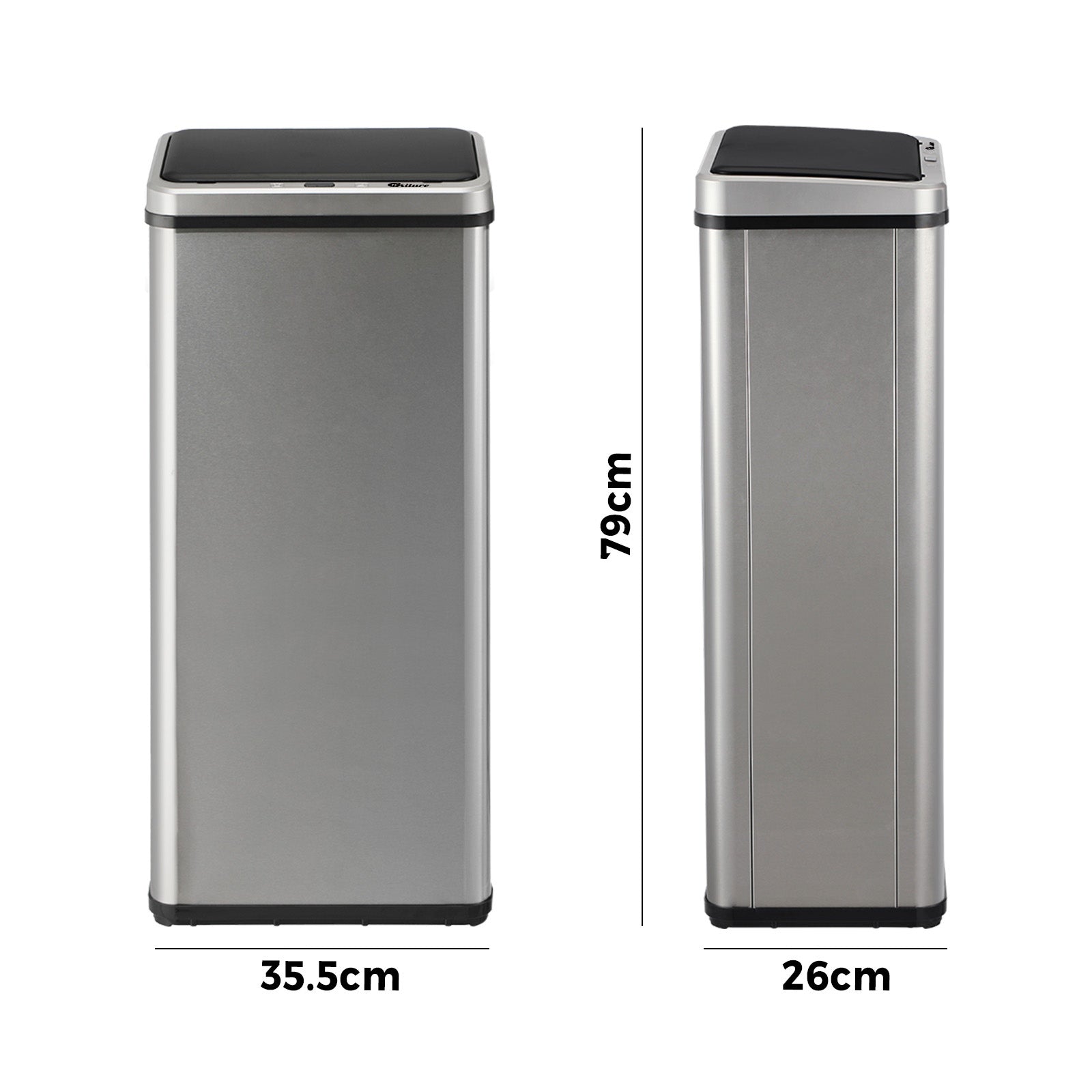 Oikiture 60L Motion Sensor Bin Automatic Rubbish Trash Can Kitchen Silver - Sunyee