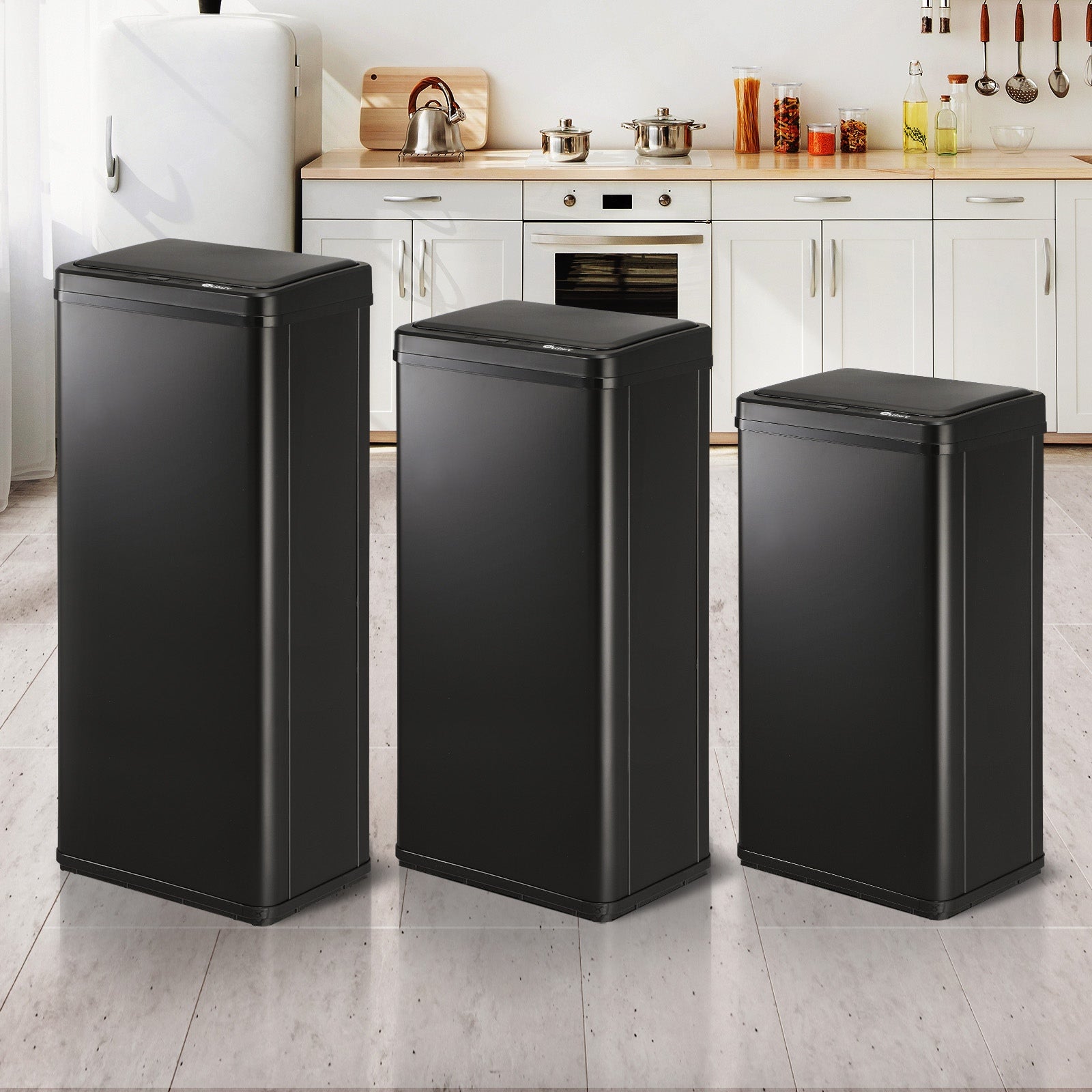 Oikiture 40/50/60L Motion Sensor Rubbish Bin Automatic Stainless Steel Trash Can