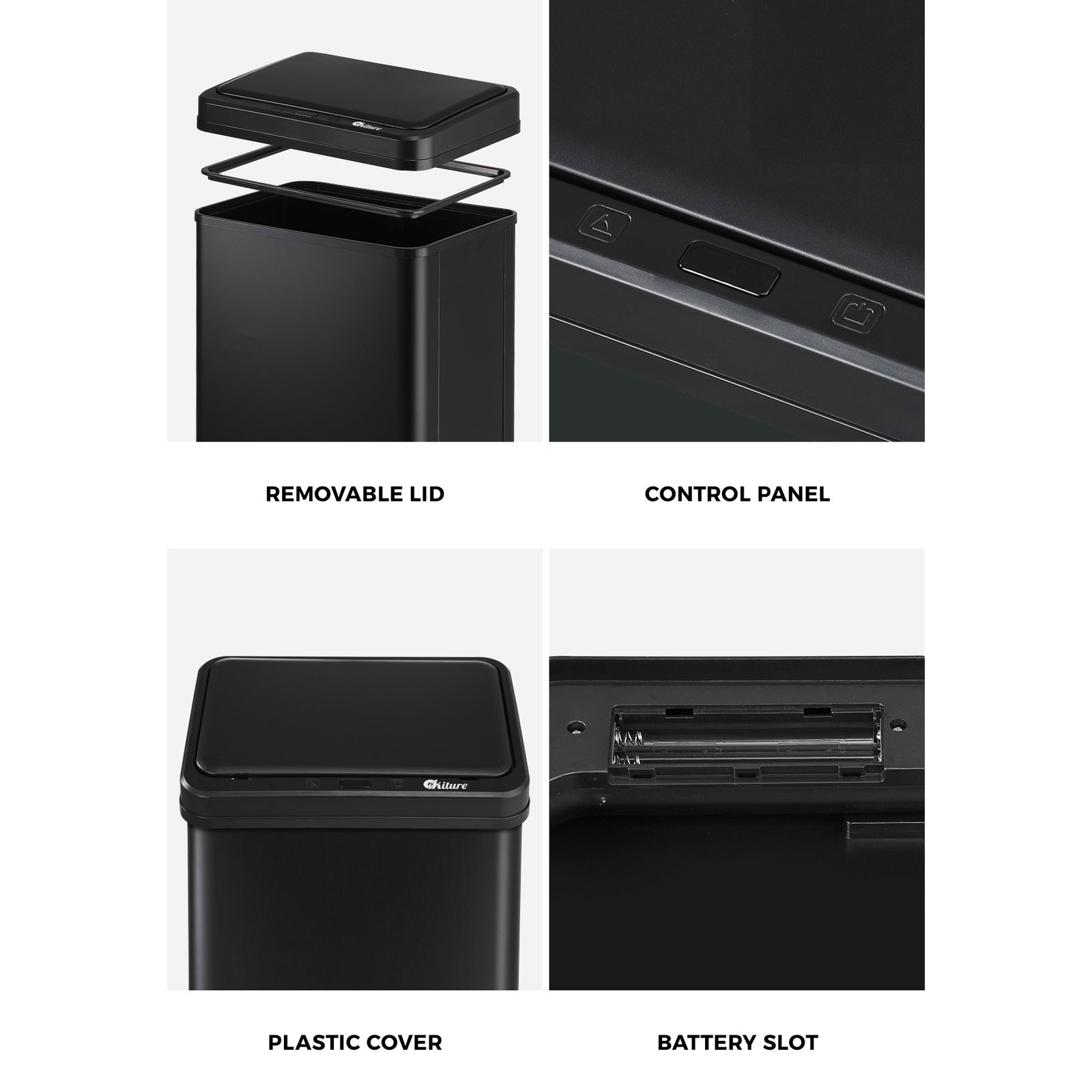 Oikiture 40/50/60L Motion Sensor Rubbish Bin Automatic Stainless Steel Trash Can