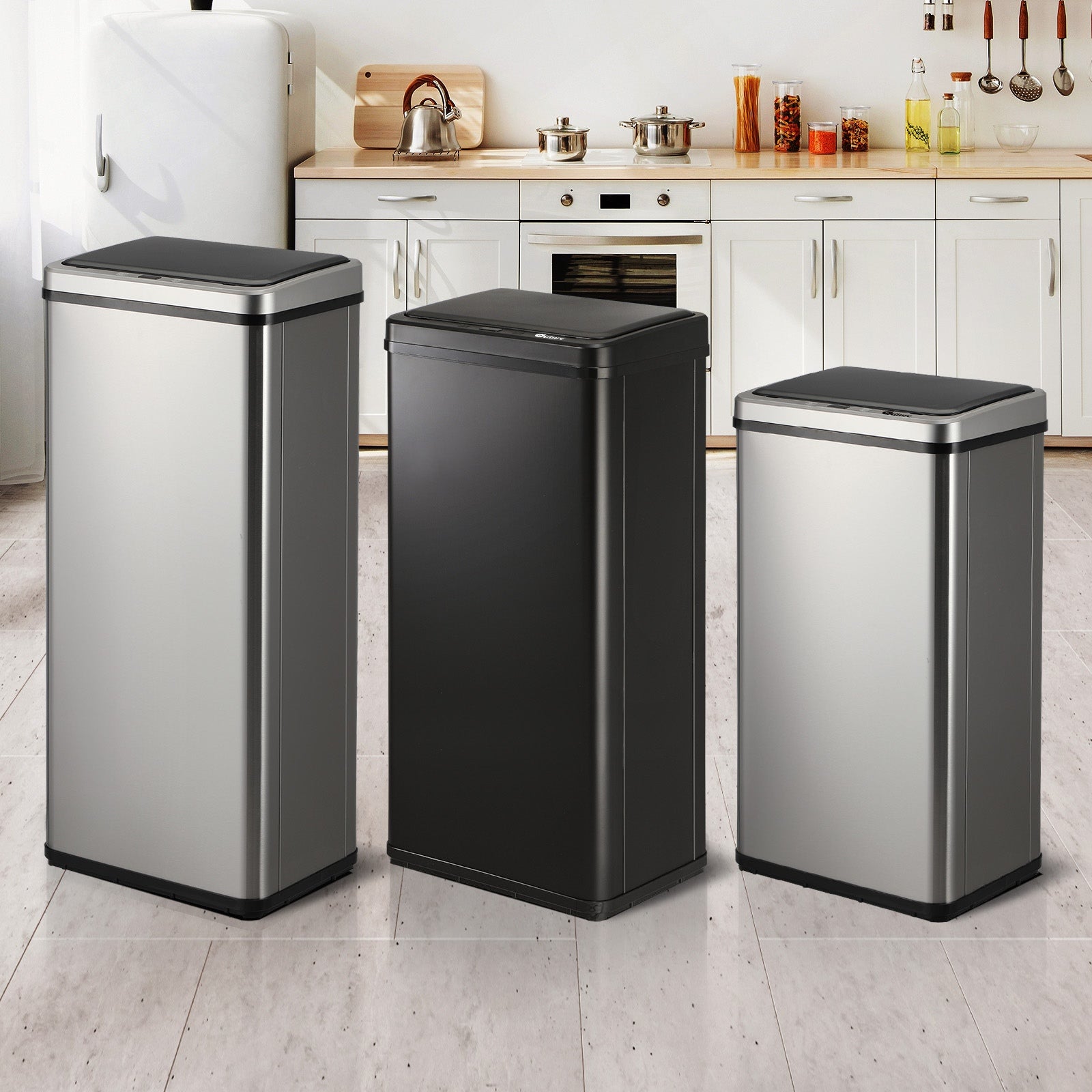 Oikiture Motion Sensor Bin Stainless Steel Automatic Kitchen Trash Can 40/50/60L - Sunyee