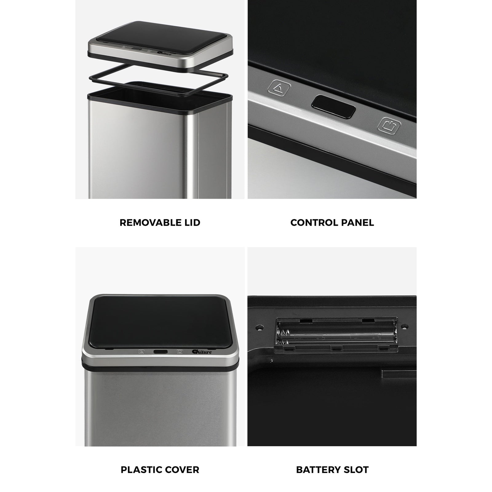 Oikiture Motion Sensor Bin Stainless Steel Automatic Kitchen Trash Can 40/50/60L - Sunyee