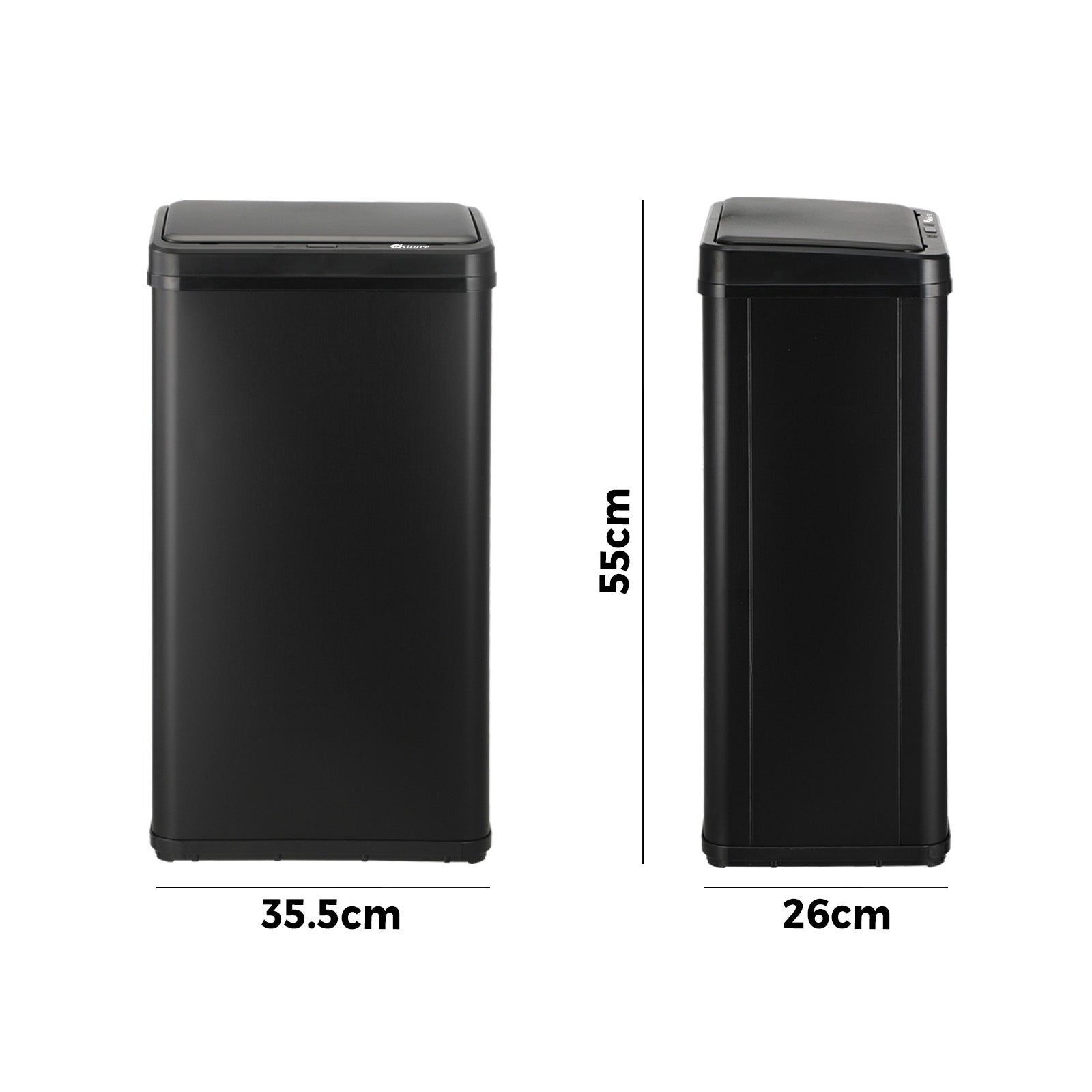 Oikiture 40L Motion Sensor Rubbish Bin Kitchen Waste Can Stainless Steel Black - Sunyee