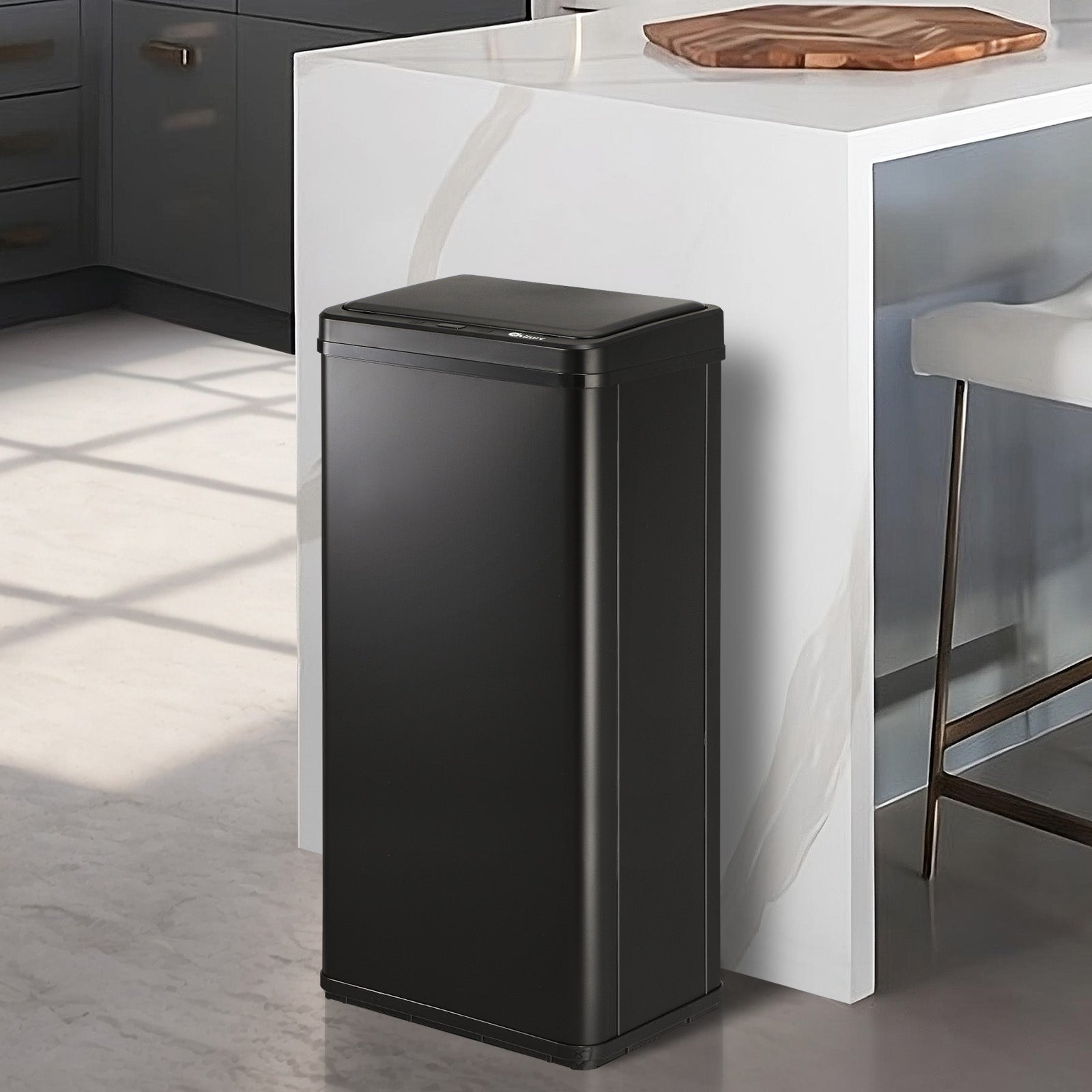 Oikiture 50L Motion Sensor Bin Automatic Rubbish Trash Can Kitchen Black - Sunyee