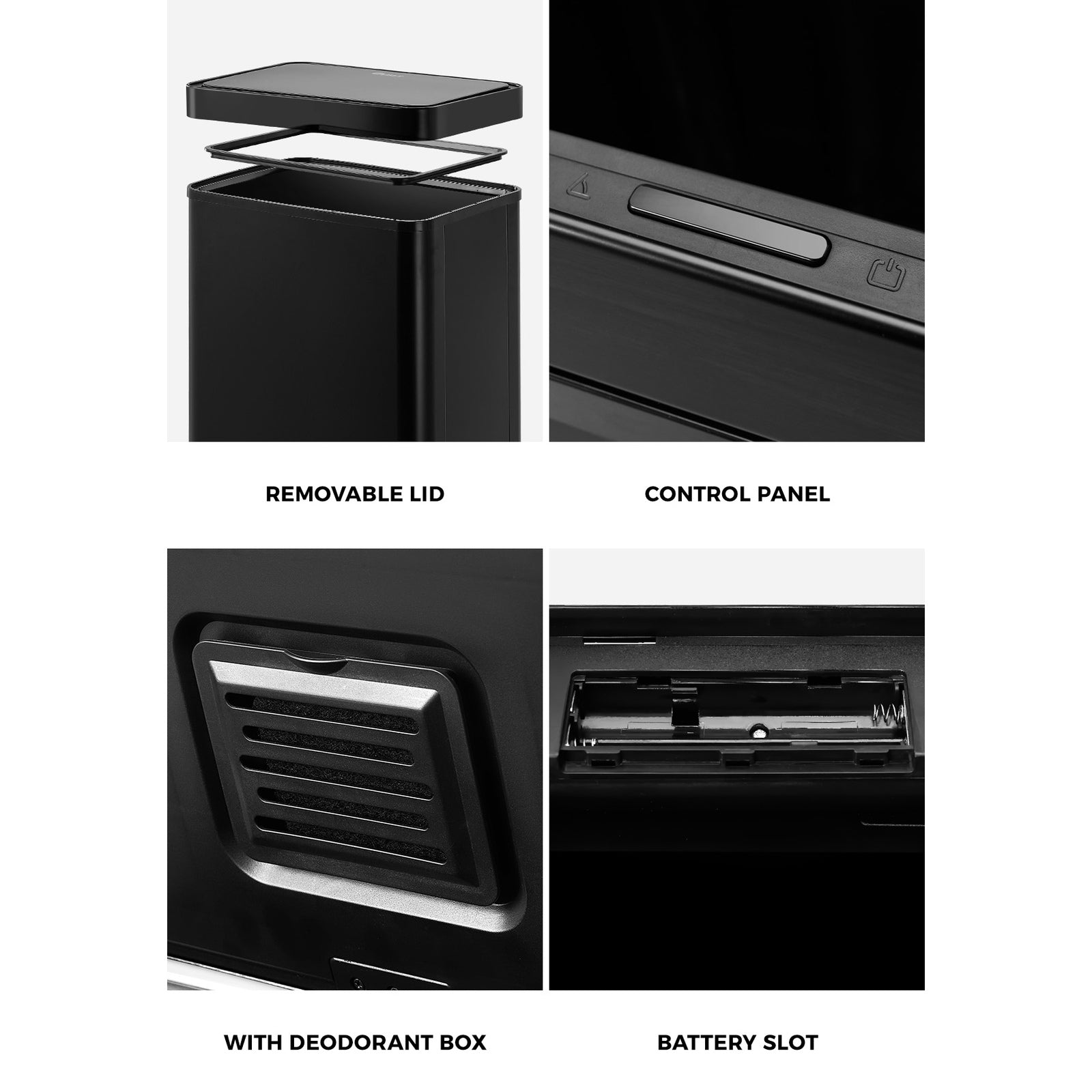 Oikiture 75L Motion Sensor Bin Automatic Rubbish Trash Can Kitchen Black - Sunyee