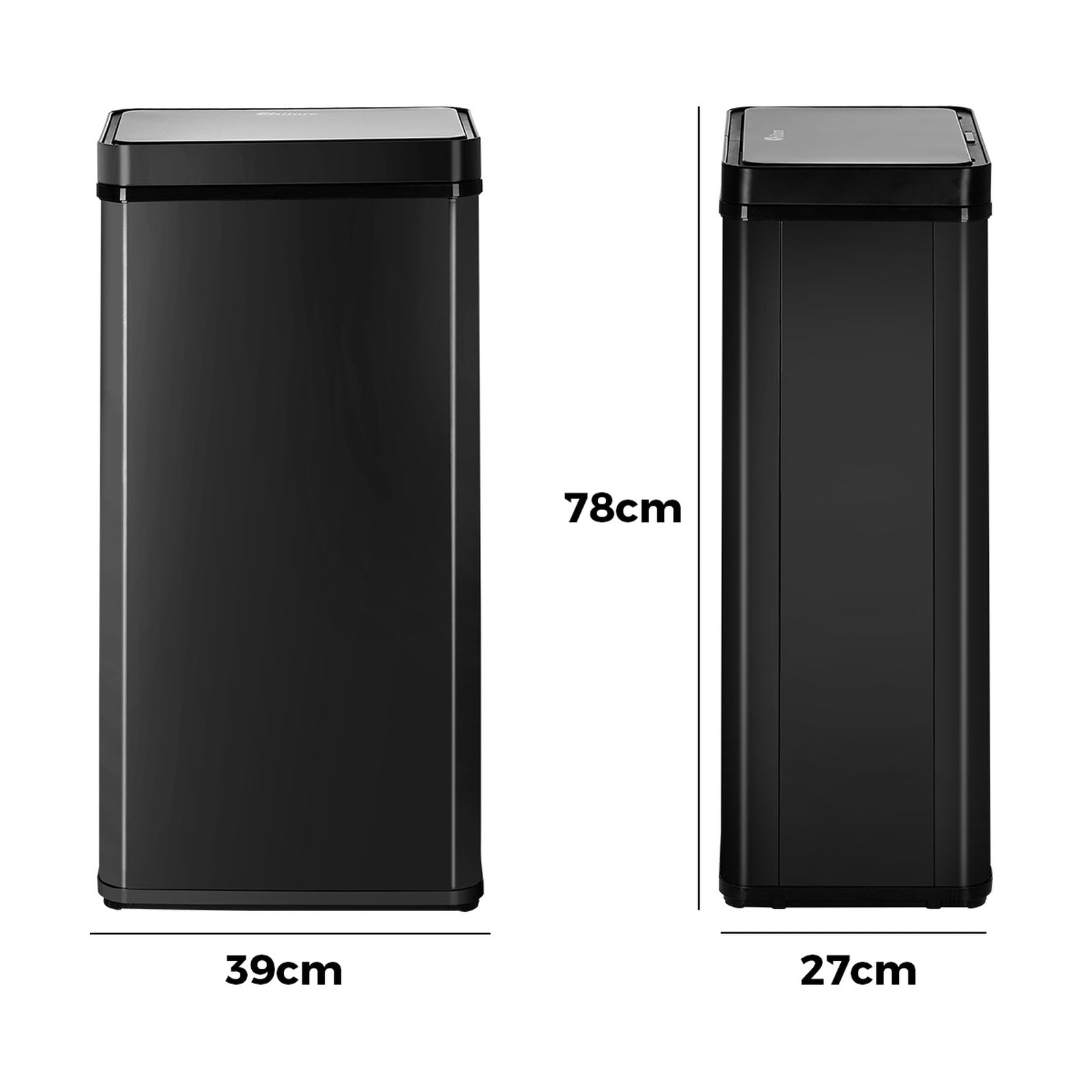 Oikiture 75L Motion Sensor Bin Automatic Rubbish Trash Can Kitchen Black - Sunyee