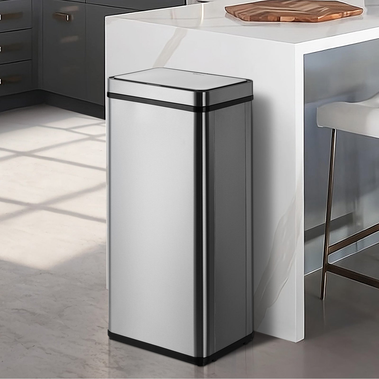 Oikiture 75L Motion Sensor Bin Automatic Rubbish Trash Can Kitchen Silver - Sunyee