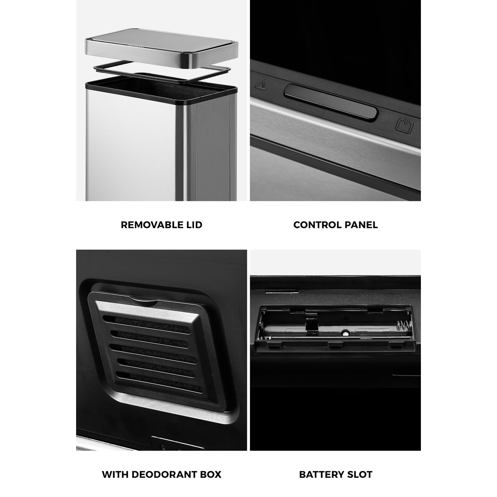 Oikiture 75L Motion Sensor Bin Automatic Rubbish Trash Can Kitchen Silver - Sunyee