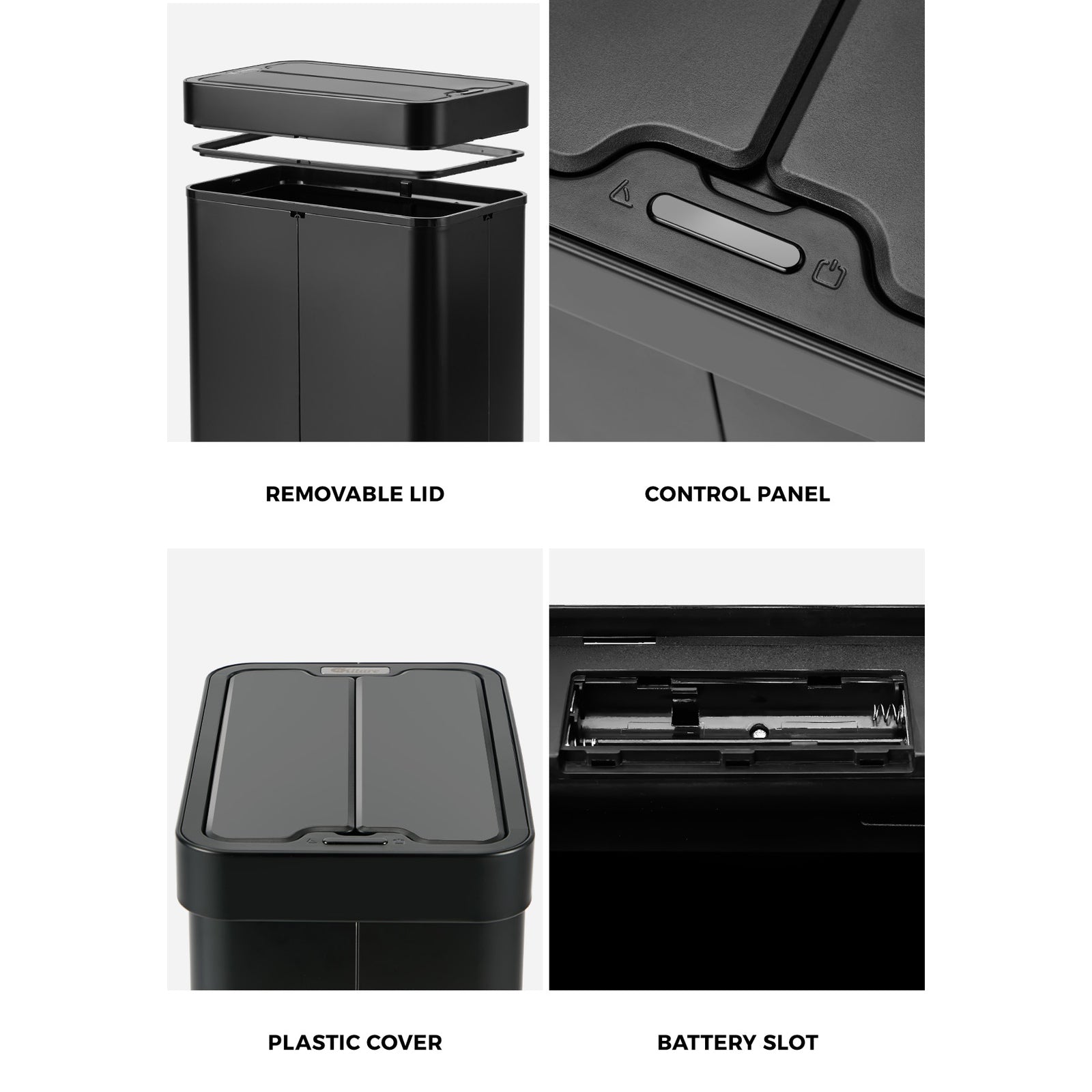 Oikiture 75L Motion Sensor Bin Stainless Steel Automatic Rubbish Trash Can Black - Sunyee