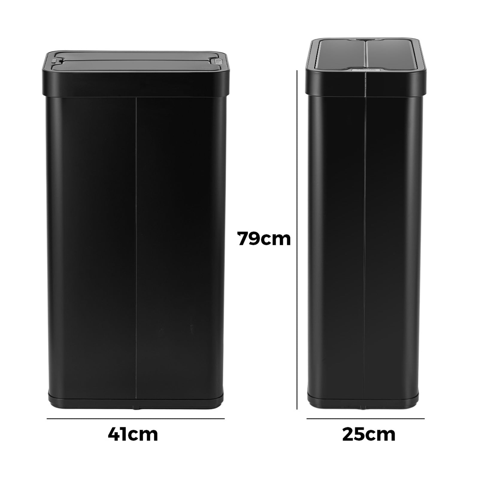 Oikiture 75L Motion Sensor Bin Stainless Steel Automatic Rubbish Trash Can Black - Sunyee