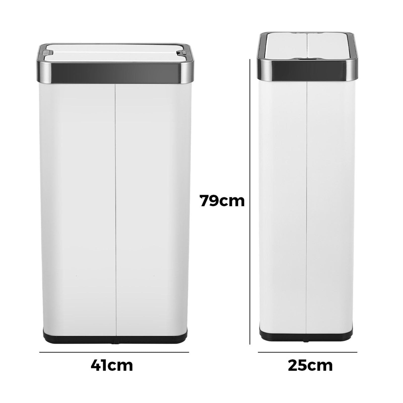 Oikiture 75L Motion Sensor Bin Stainless Steel Automatic Rubbish Trash Can White - Sunyee