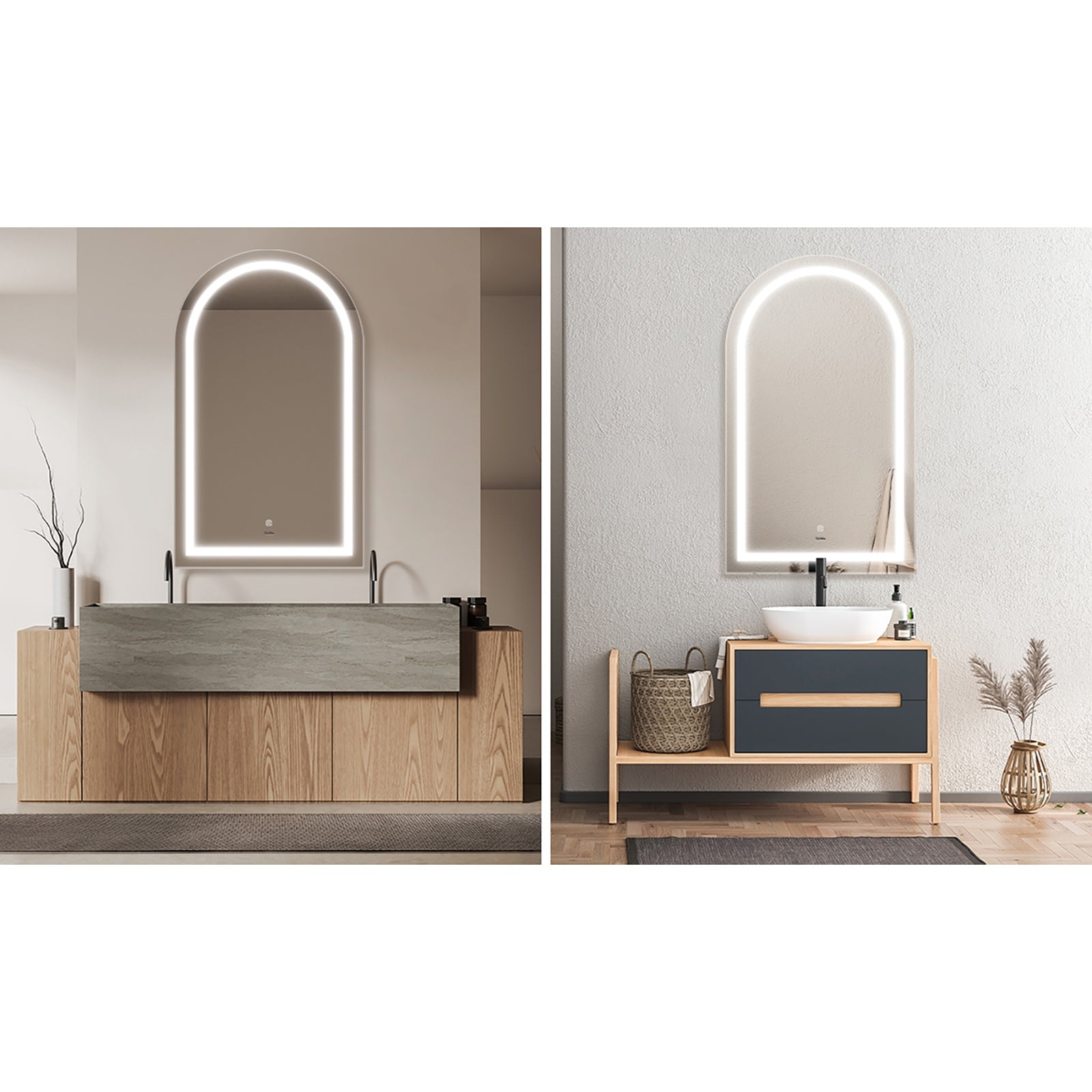 Welba LED Arched Bathroom Mirror Anti-fog Smart Makeup Wall Mirrors 100x60cm - Sunyee