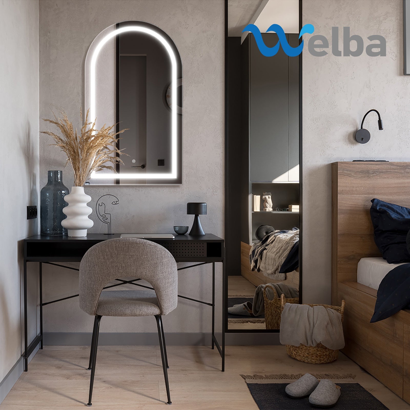 Welba LED Arched Bathroom Mirror Anti-fog Smart Makeup Wall Mirrors 100x60cm - Sunyee