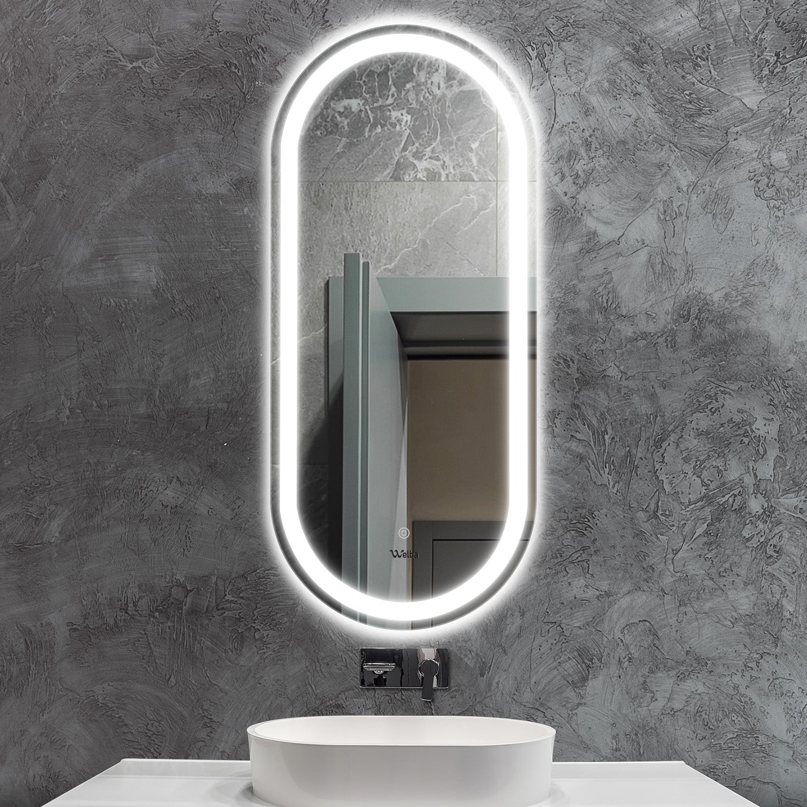 Welba LED Bathroom Mirror Anti-fog Makeup Wall Mirrors Round/Oval/Rectangle - Sunyee
