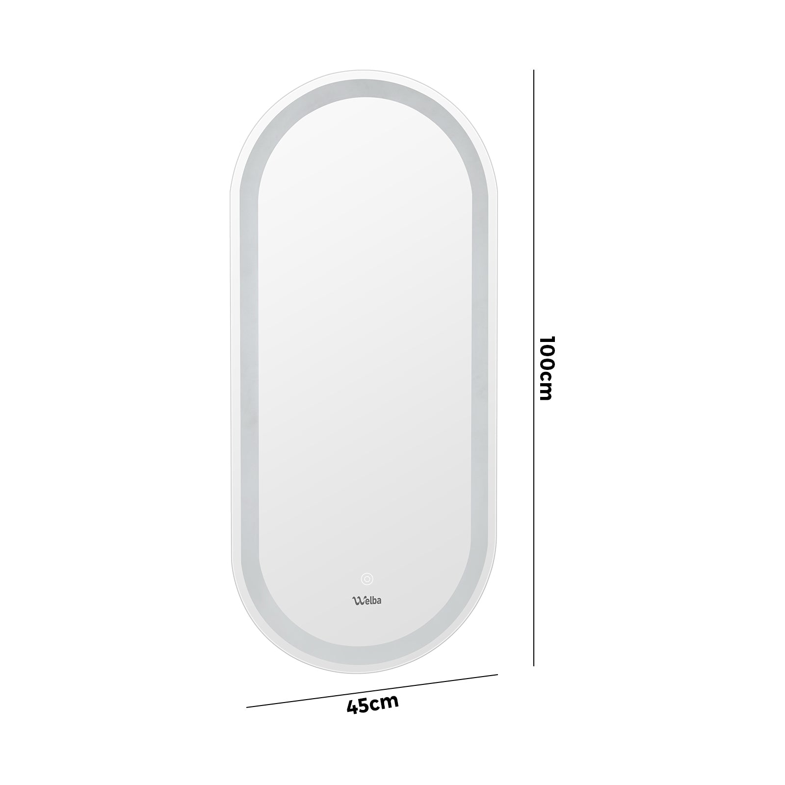 Welba LED Oval Bathroom Mirror Smart Anti-fog Makeup Wall Mirrors Vanity 1000mm - Sunyee
