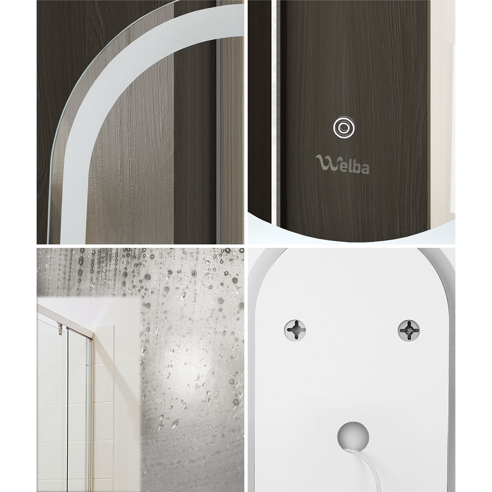 Welba LED Oval Bathroom Mirror Anti-fog Smart Makeup Wall Mirrors Vanity 75x50cm - Sunyee