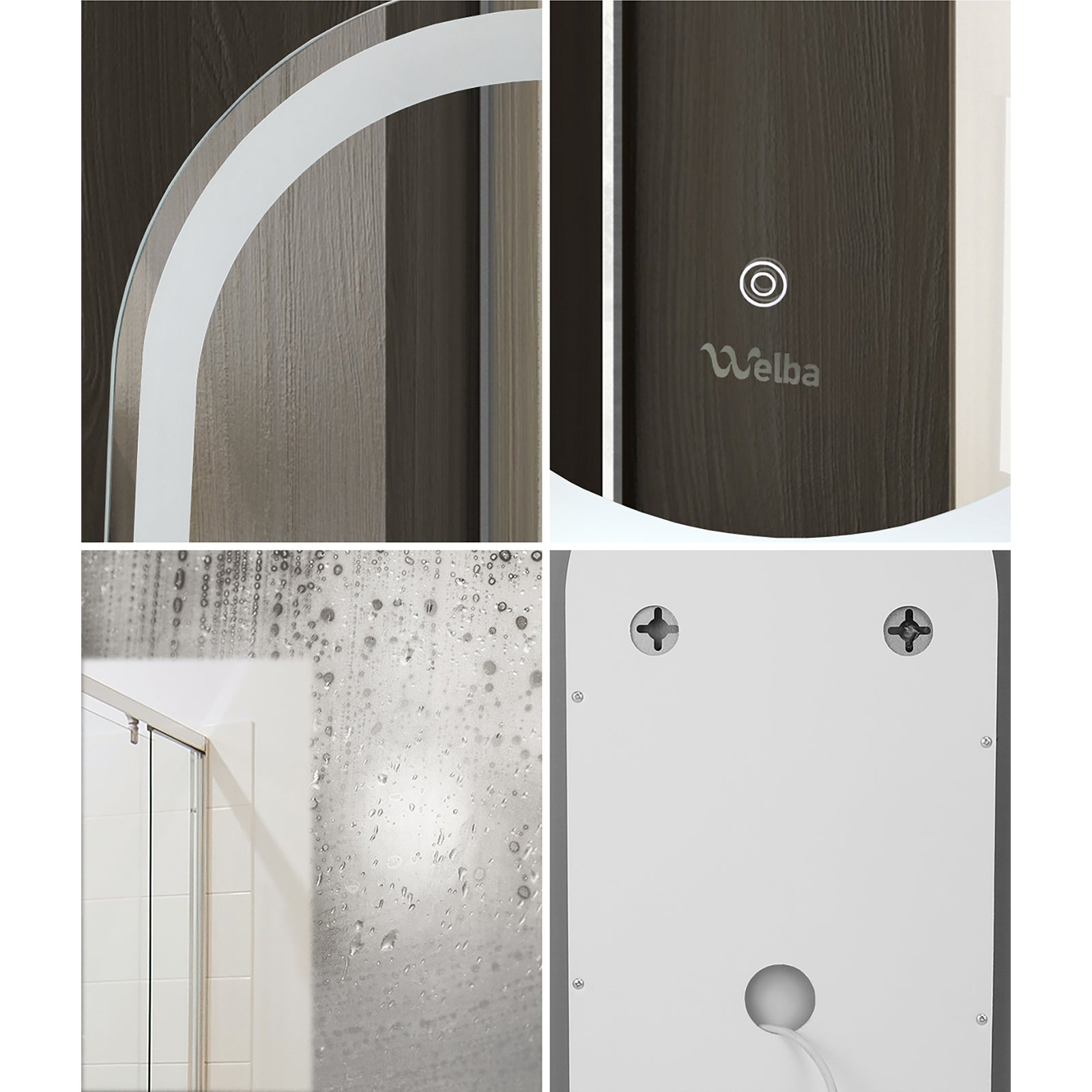 Welba LED Oval Bathroom Mirror Anti-fog Smart Makeup Wall Mirrors 1000/750mm - Sunyee