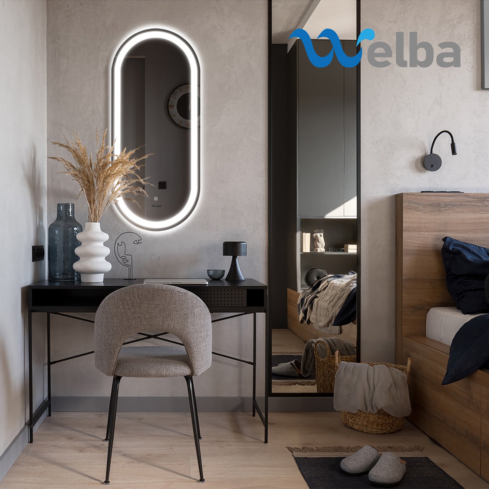 Welba LED Oval Bathroom Mirror Anti-fog Smart Makeup Wall Mirrors 1000/750mm - Sunyee