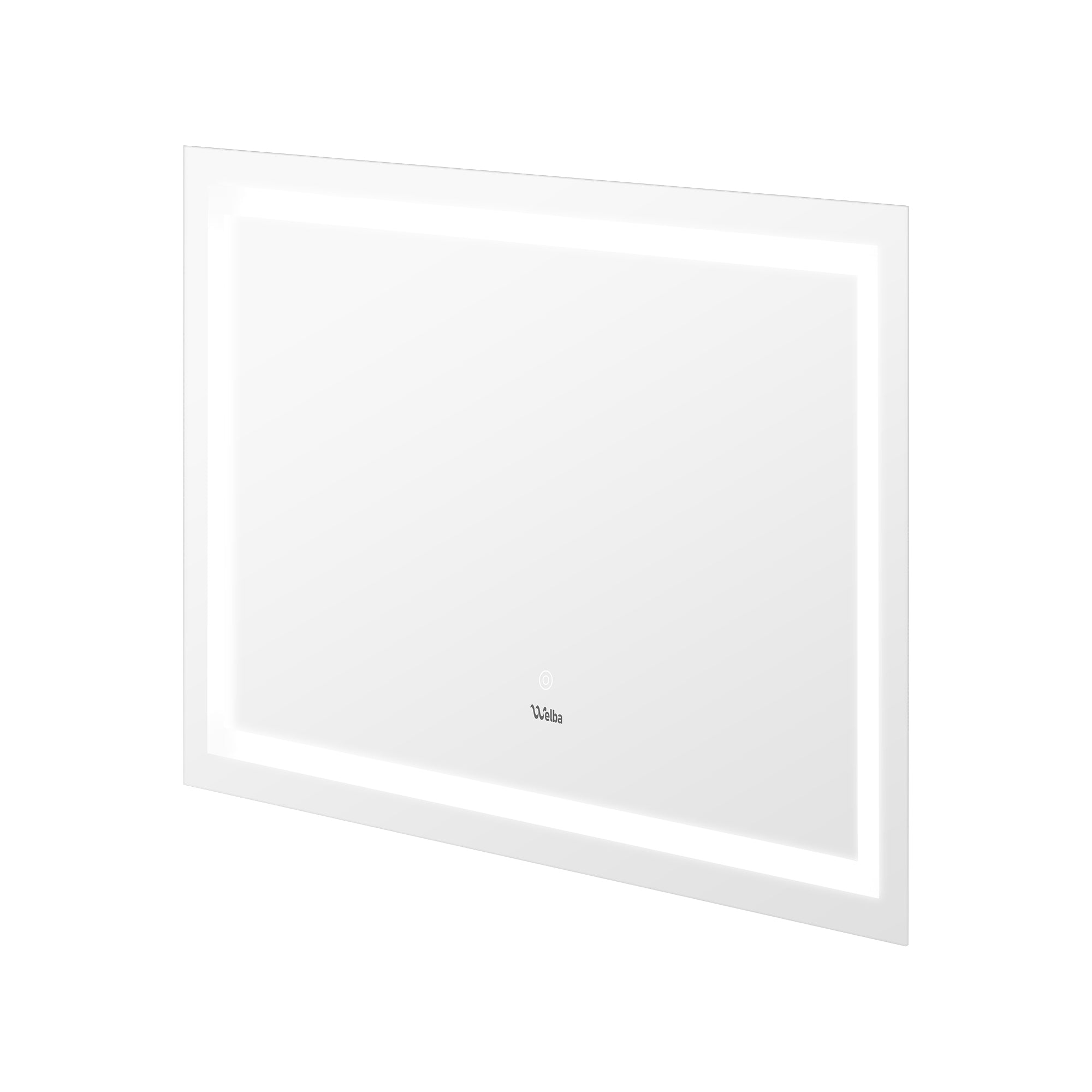 Welba LED Rectangle Bathroom Mirror Smart Anti-fog Makeup Wall Mirrors 100x70cm - Sunyee