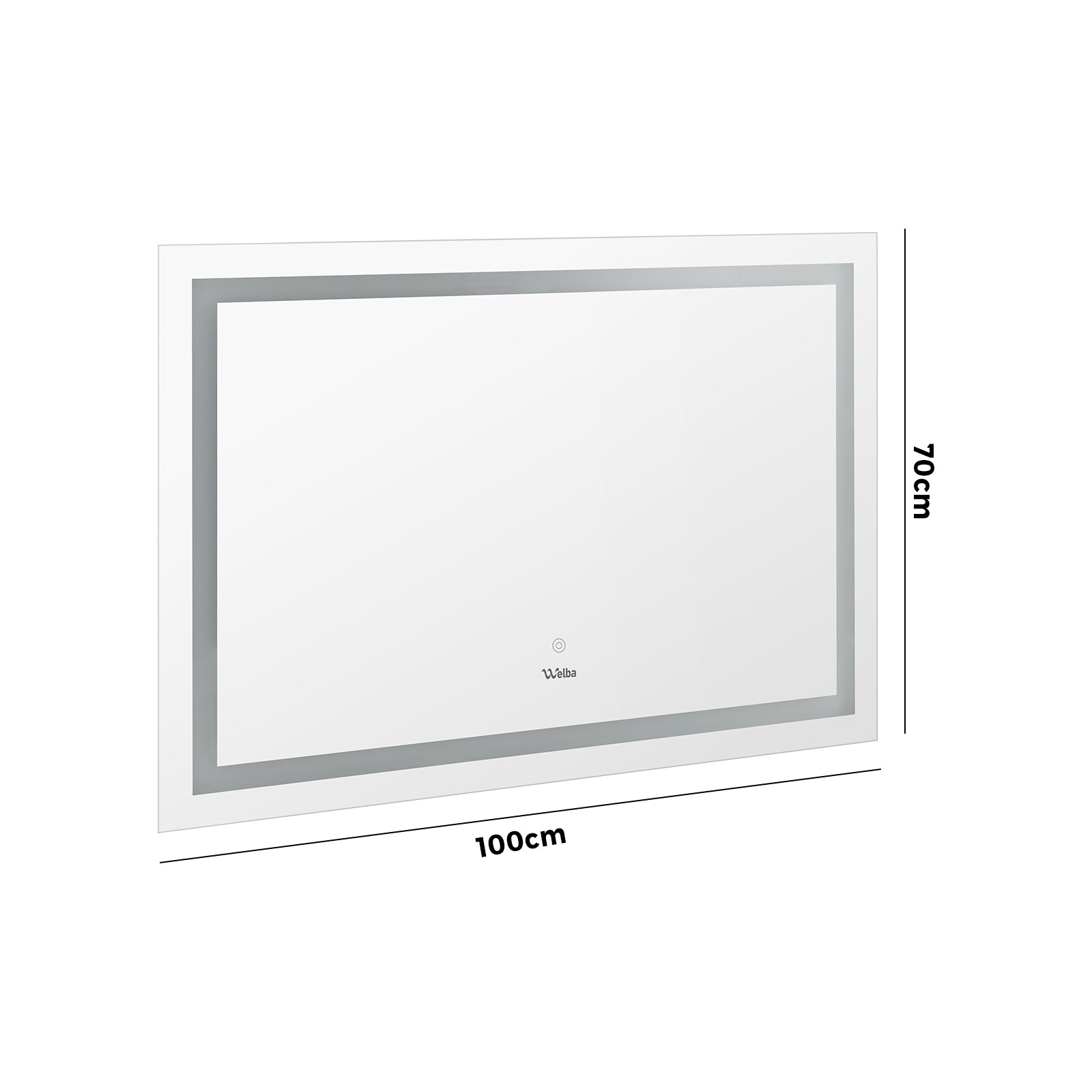 Welba LED Rectangle Bathroom Mirror Smart Anti-fog Makeup Wall Mirrors 100x70cm - Sunyee