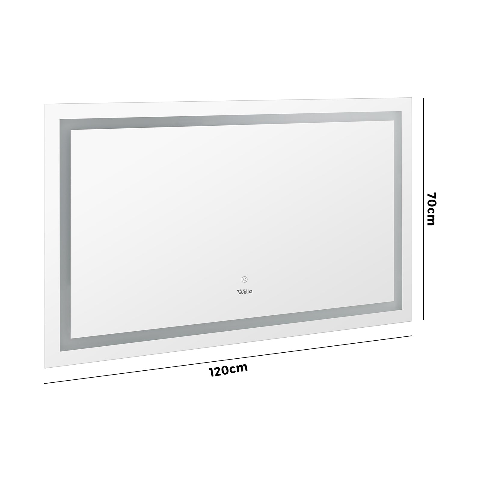 Welba LED Rectangle Bathroom Mirror Anti-fog Makeup Wall Mirrors 1200x700mm - Sunyee