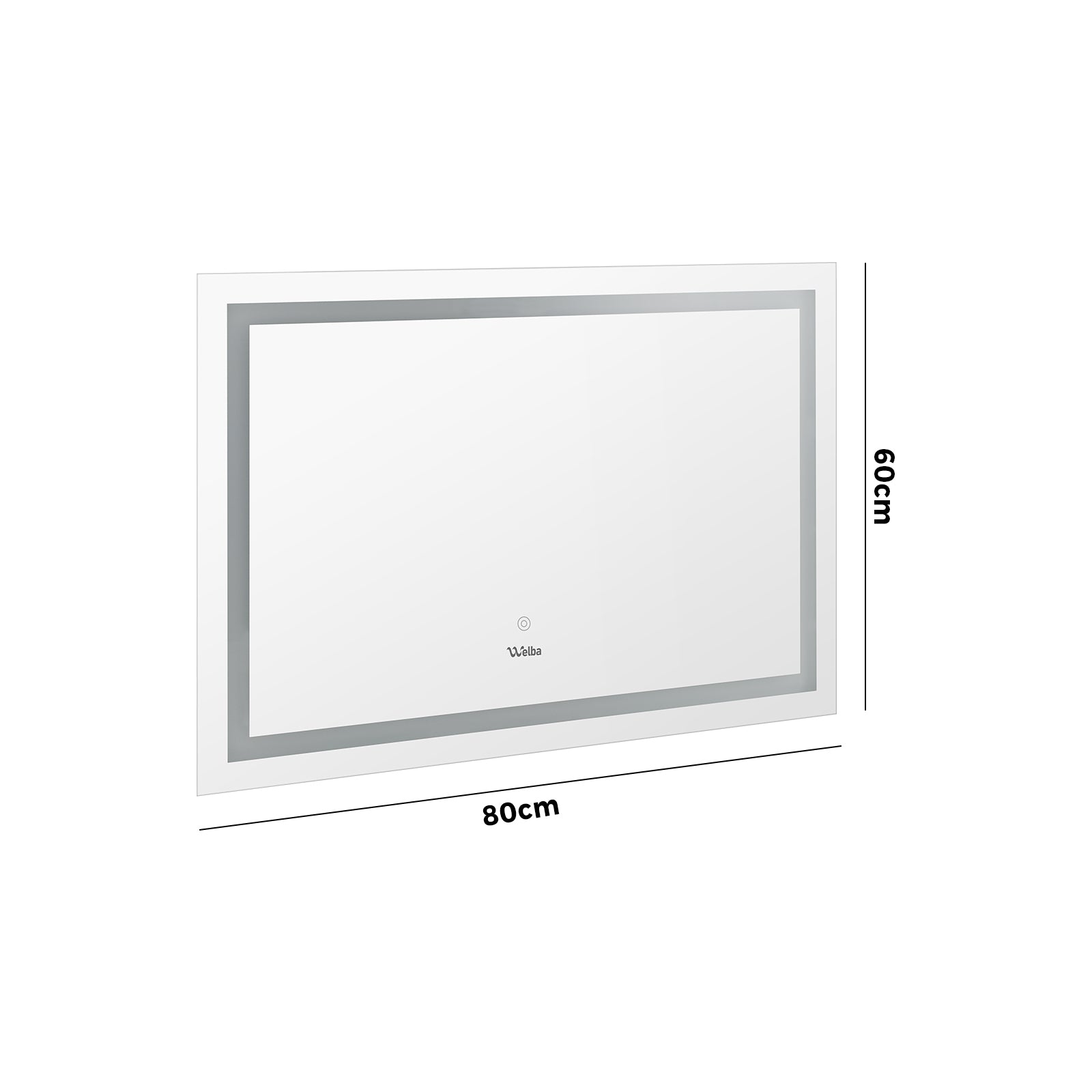 Welba LED Rectangle Bathroom Mirror Anti-fog Smart Makeup Wall Mirrors 80x60cm - Sunyee
