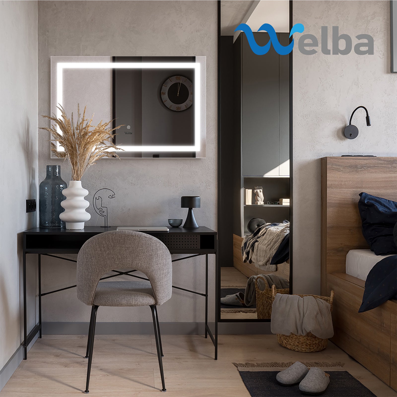 Welba LED Rectangle Bathroom Mirror Anti-fog Smart Makeup Wall Mirrors Decor - Sunyee