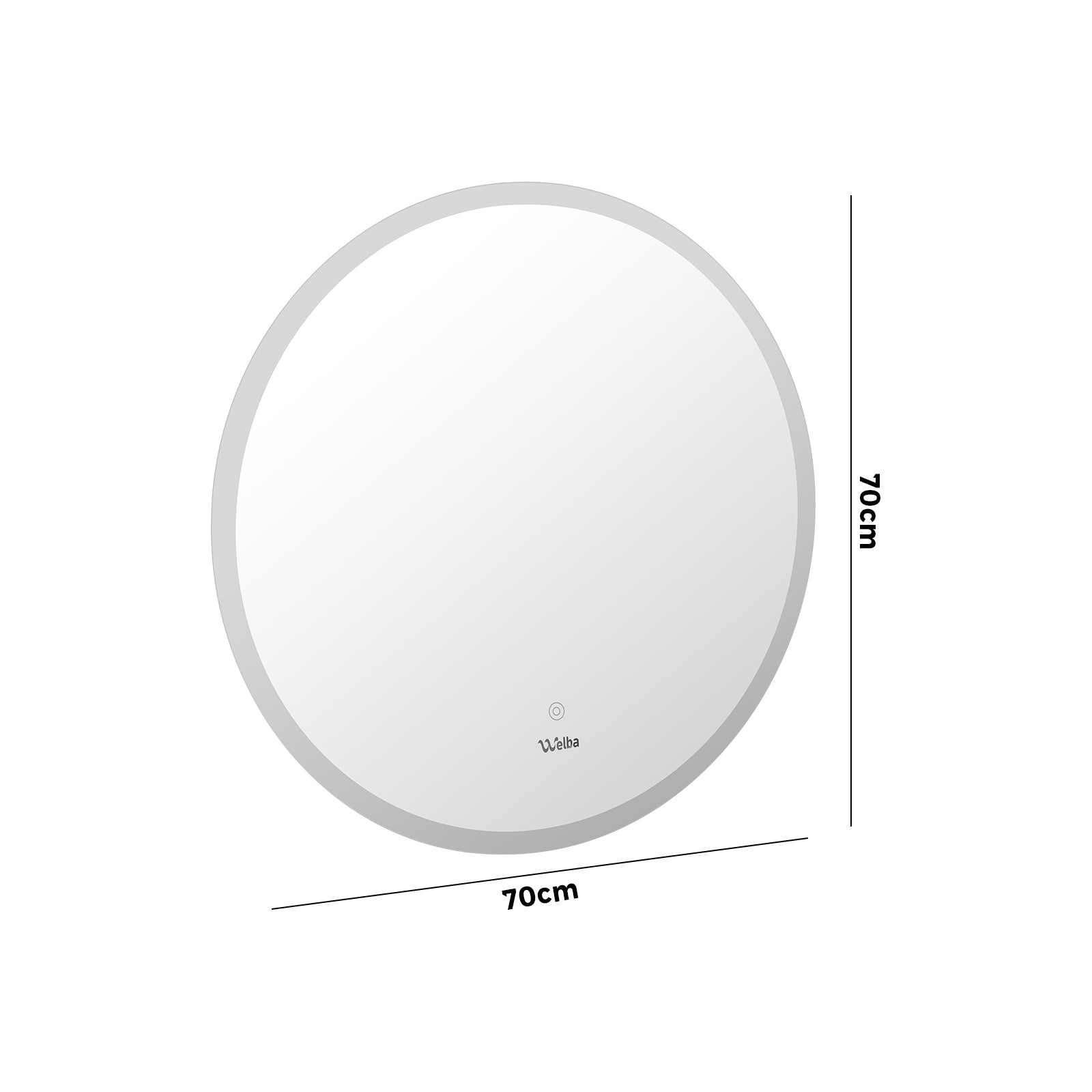 Welba 70cm LED Round Bathroom Mirror Anti-fog Smart Vanity Makeup Wall Mirrors - Sunyee