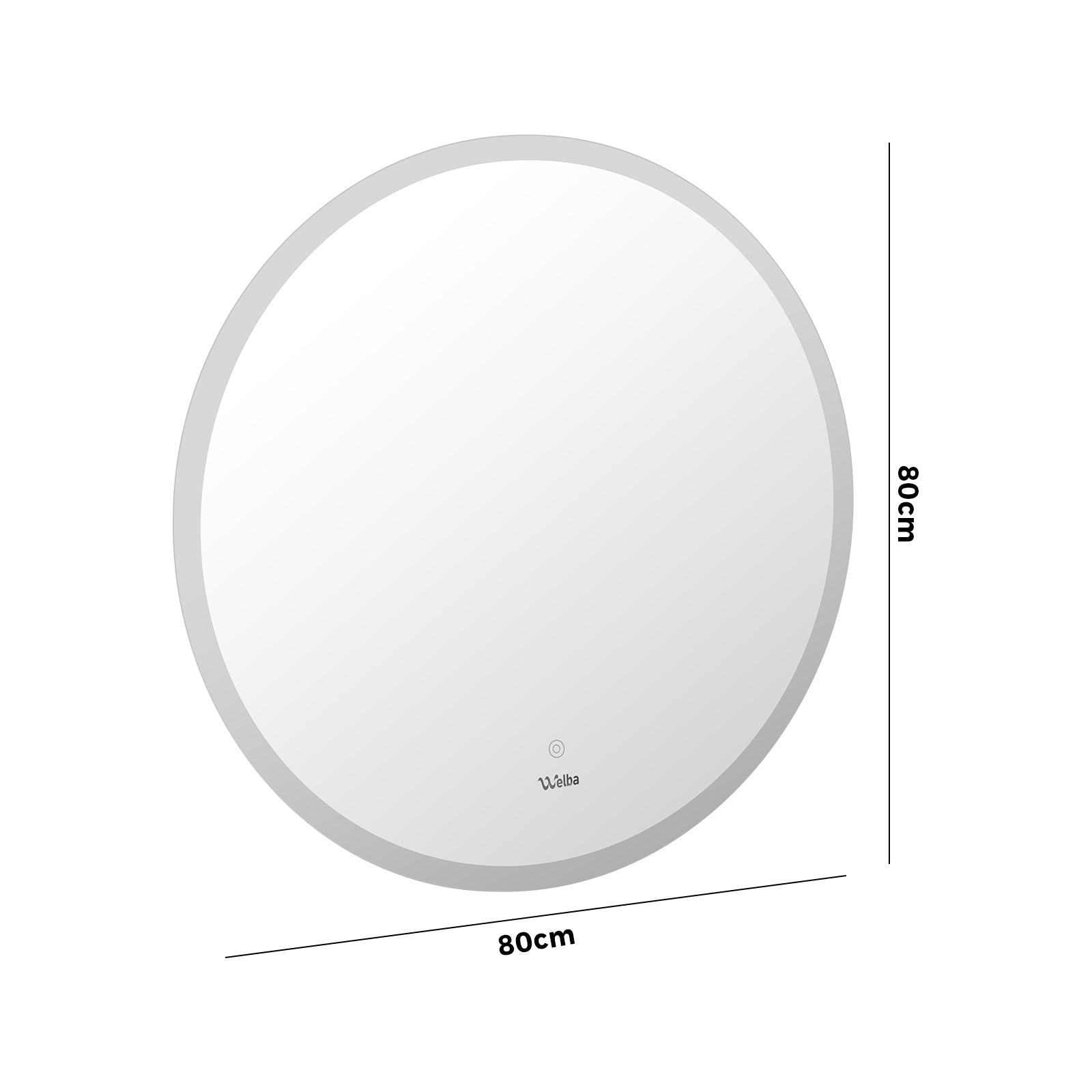 Welba 80cm LED Round Bathroom Mirror Anti-fog Makeup Wall Mirrors with Light - Sunyee