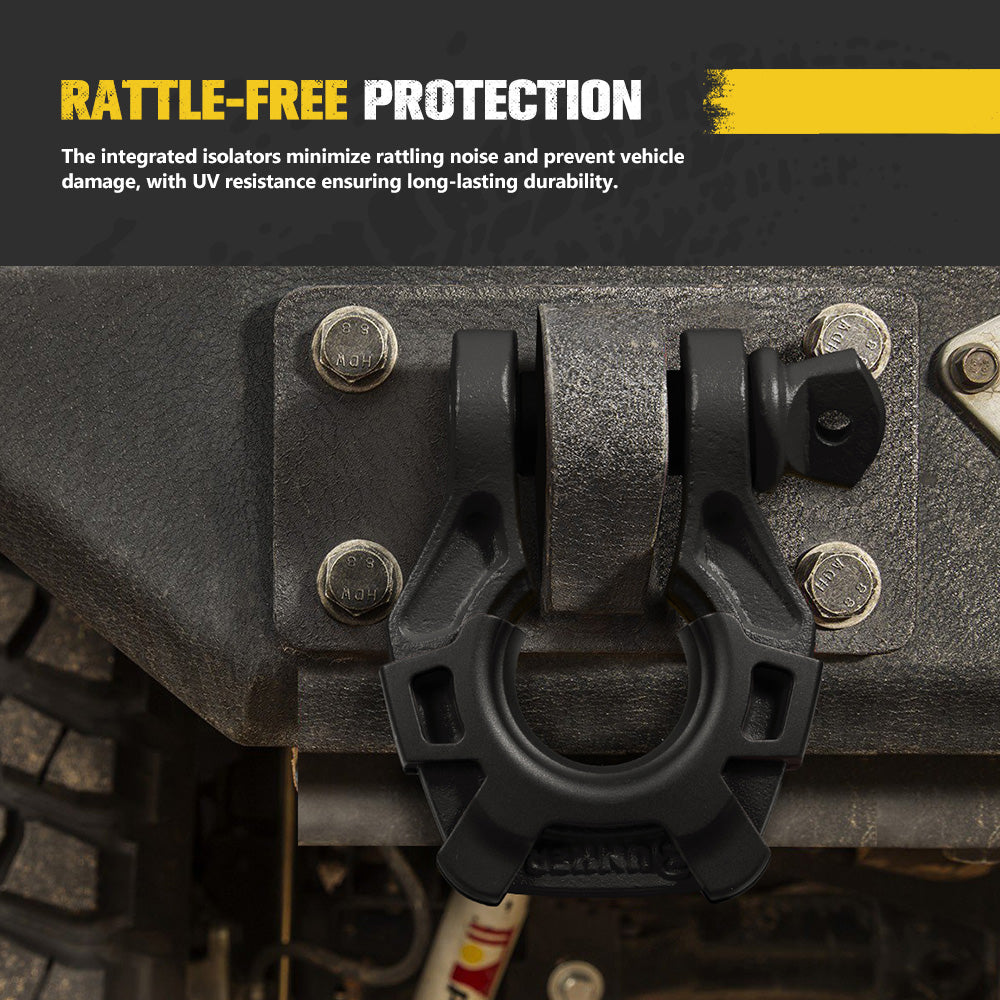 Bunker Indust Pair Bow Shackle 4.75Ton Rated 3/4” D-Ring with Isolator Black - Sunyee