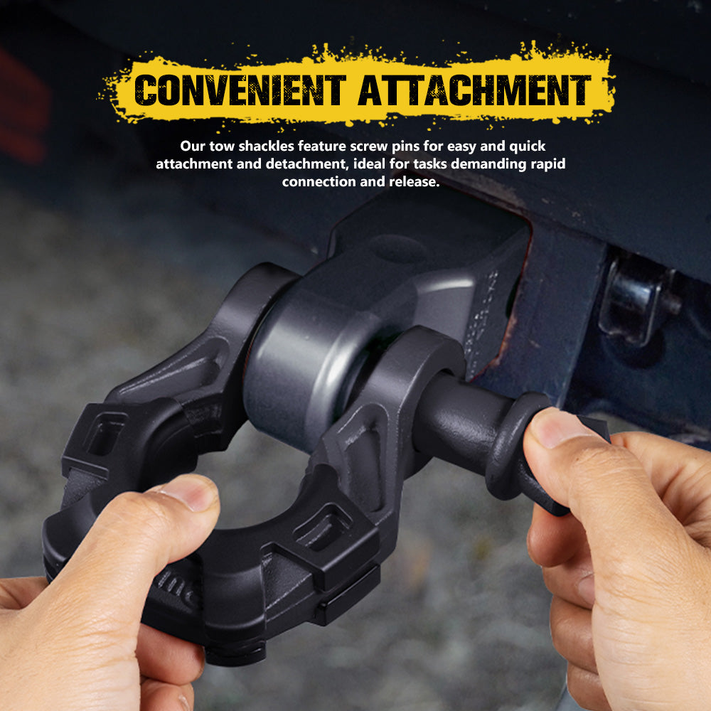 Bunker Indust Pair Bow Shackle 4.75Ton Rated 3/4” D-Ring with Isolator Black - Sunyee