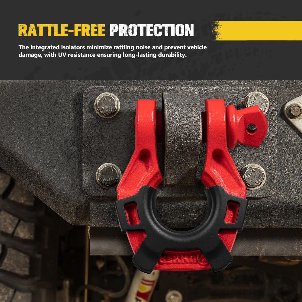 Bunker Indust Pair Bow Shackle 4.75Ton Rated 3/4” D-Ring with Isolator Red - Sunyee