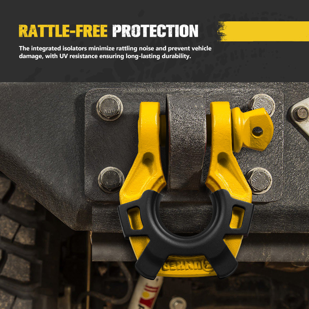 Bunker Indust Pair Bow Shackle 4.75Ton Rated 3/4” D-Ring with Isolator Yellow - Sunyee