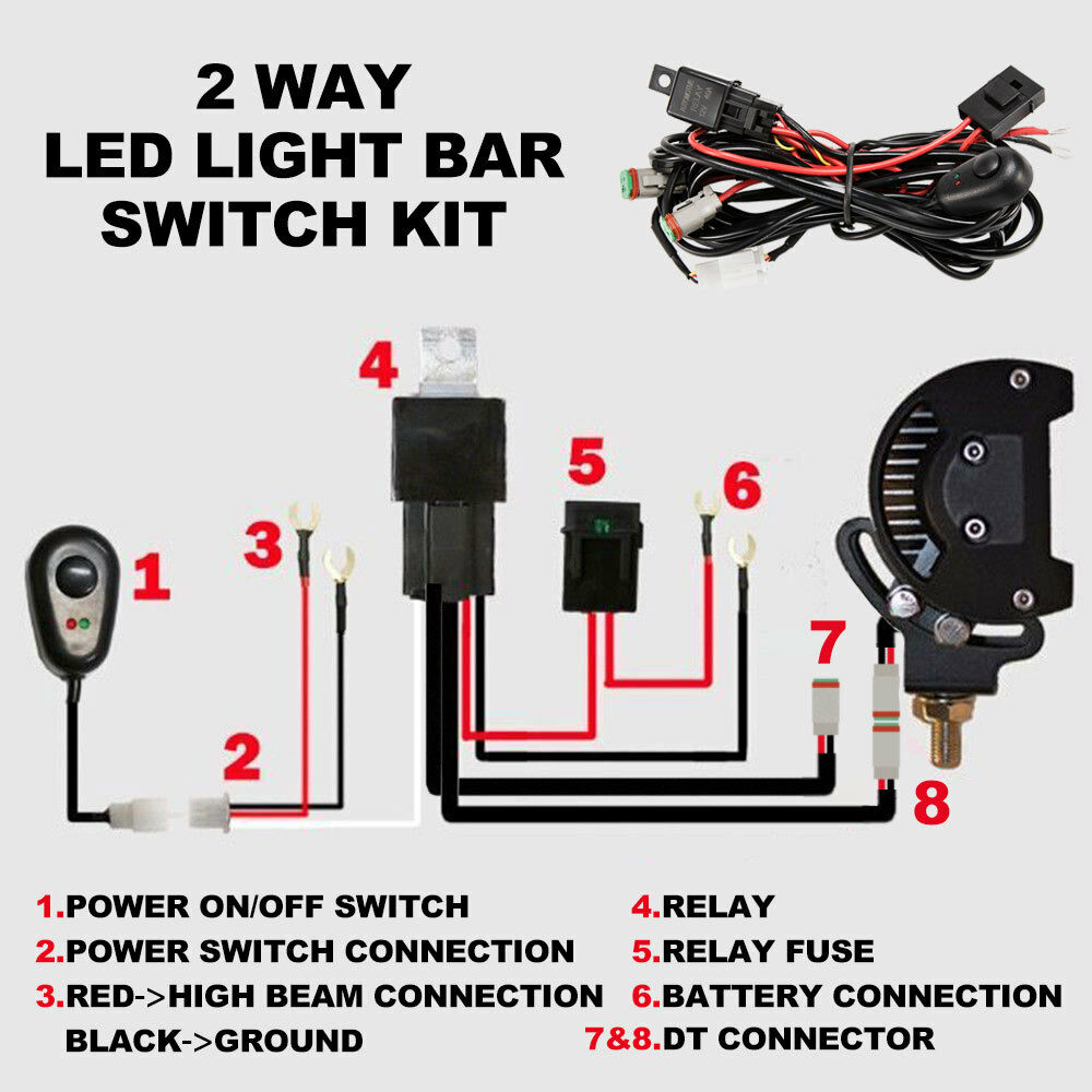 DT High Beam Wiring Loom Harness Kit 12V 40A Spot Light LED Bar 3M Plug And Play - Sunyee