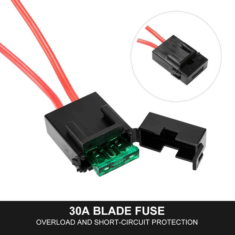 2-Way High Beam Wiring Loom Harness Kit LED Work light bar 12V 30A Fuse 3M - Sunyee
