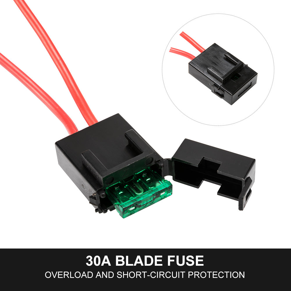 2 Way High Beam Wiring Loom Harness Kit LED light Bar 12V 30A 3M With Rocker Switch - Sunyee