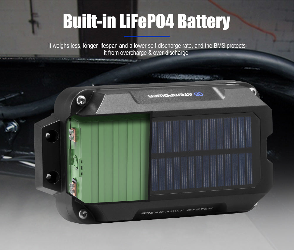Atem Power Break Away System with Battery& Switch Solar Trailer Electric Brake - Sunyee