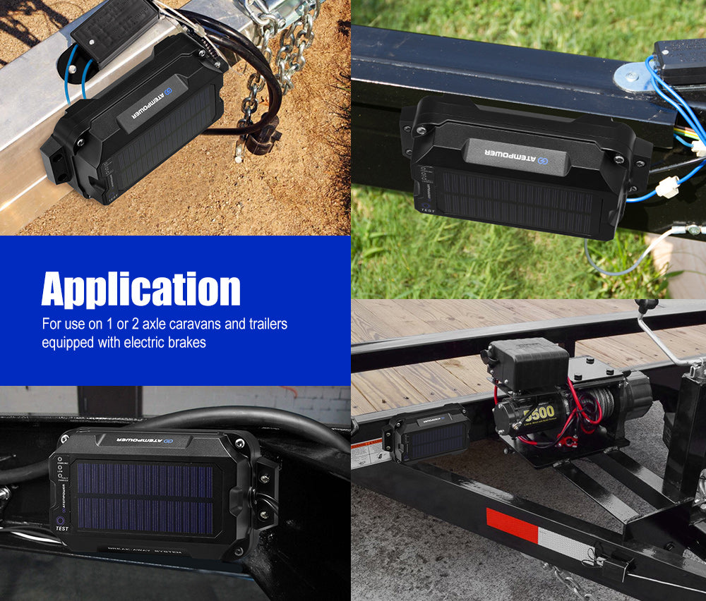 Atem Power Break Away System with Battery& Switch Solar Trailer Electric Brake - Sunyee