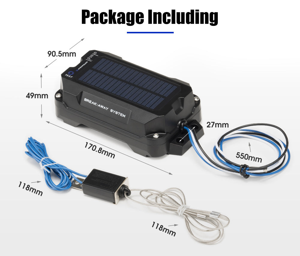 Atem Power Break Away System with Battery& Switch Solar Trailer Electric Brake - Sunyee