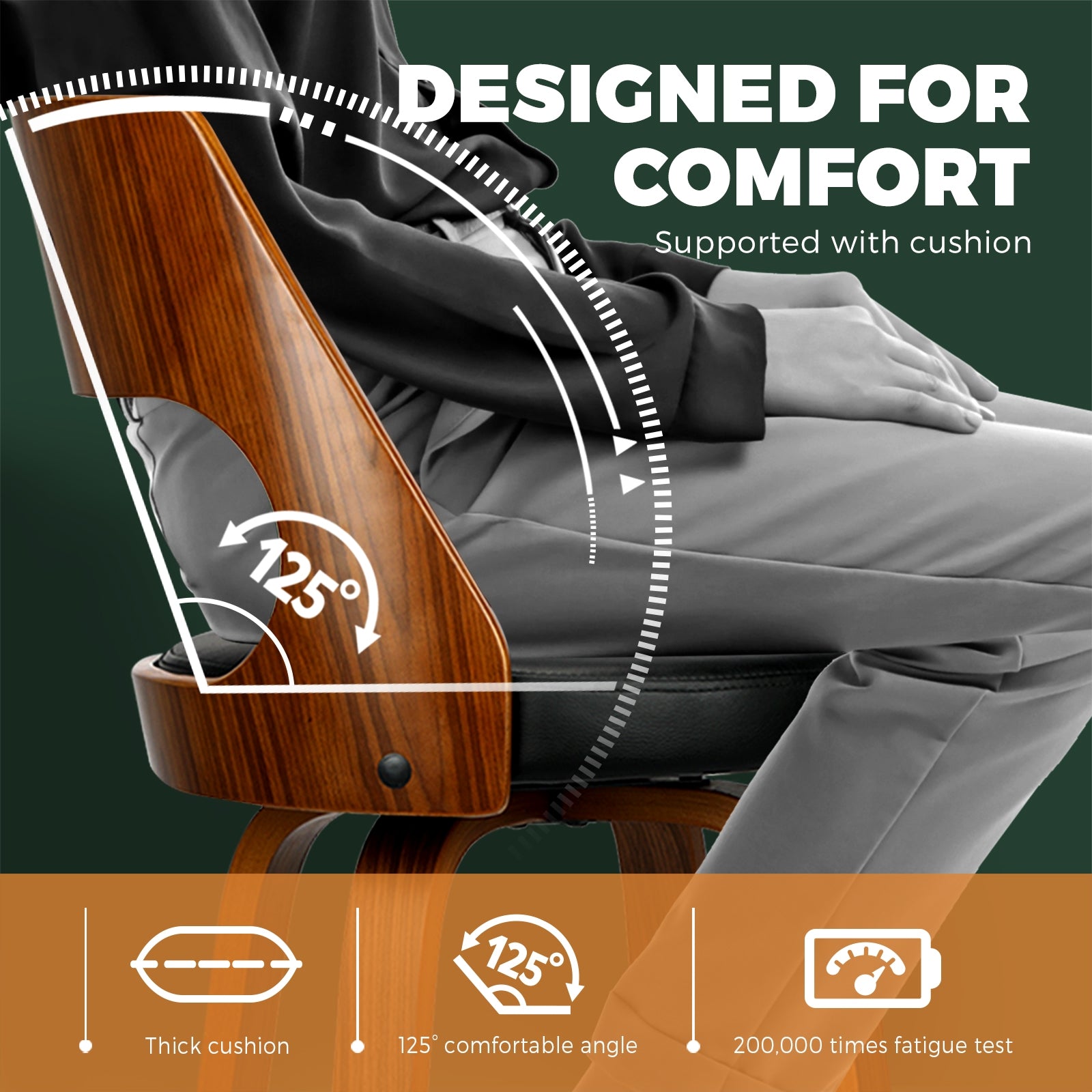 Oikiture 2xBar Stools Wooden Bar Stool Swivel Chair PU Leather Kitchen Dining Black - Sunyee