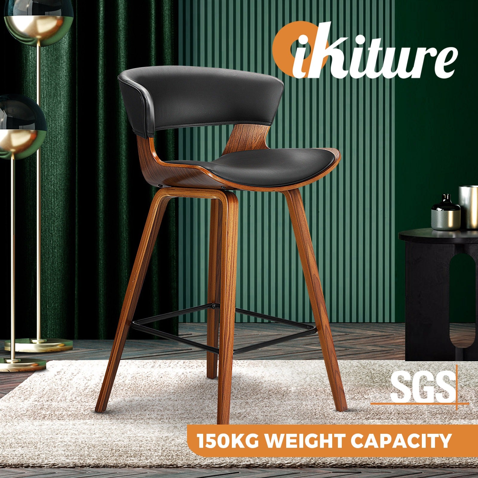 Oikiture Bar Stools Kitchen Stool Bar Chairs Metal Barstool Dining Chair Swivel - Sunyee