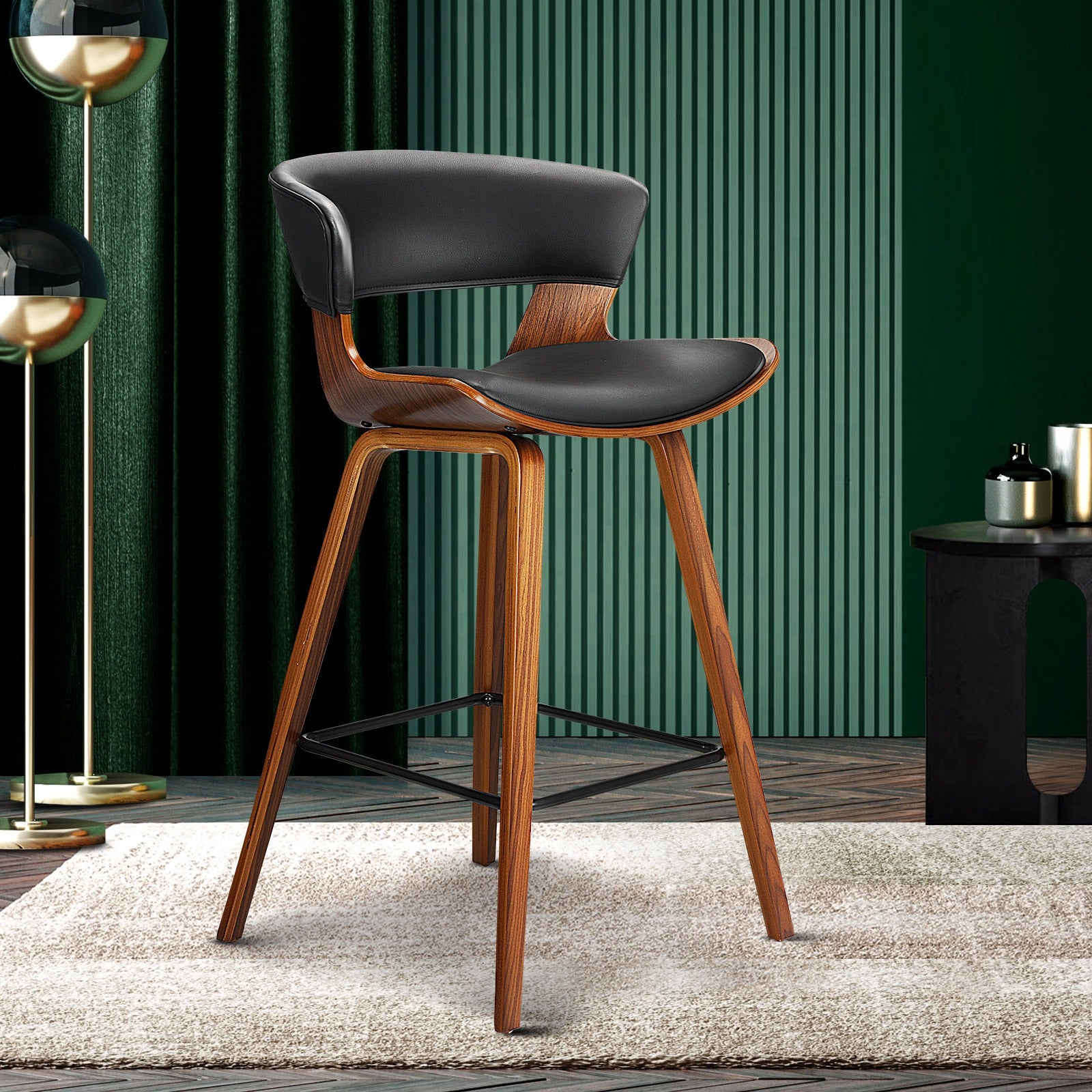 Oikiture Bar Stools Kitchen Stool Chairs Wood Barstool Dining Chair PU Leather - Sunyee