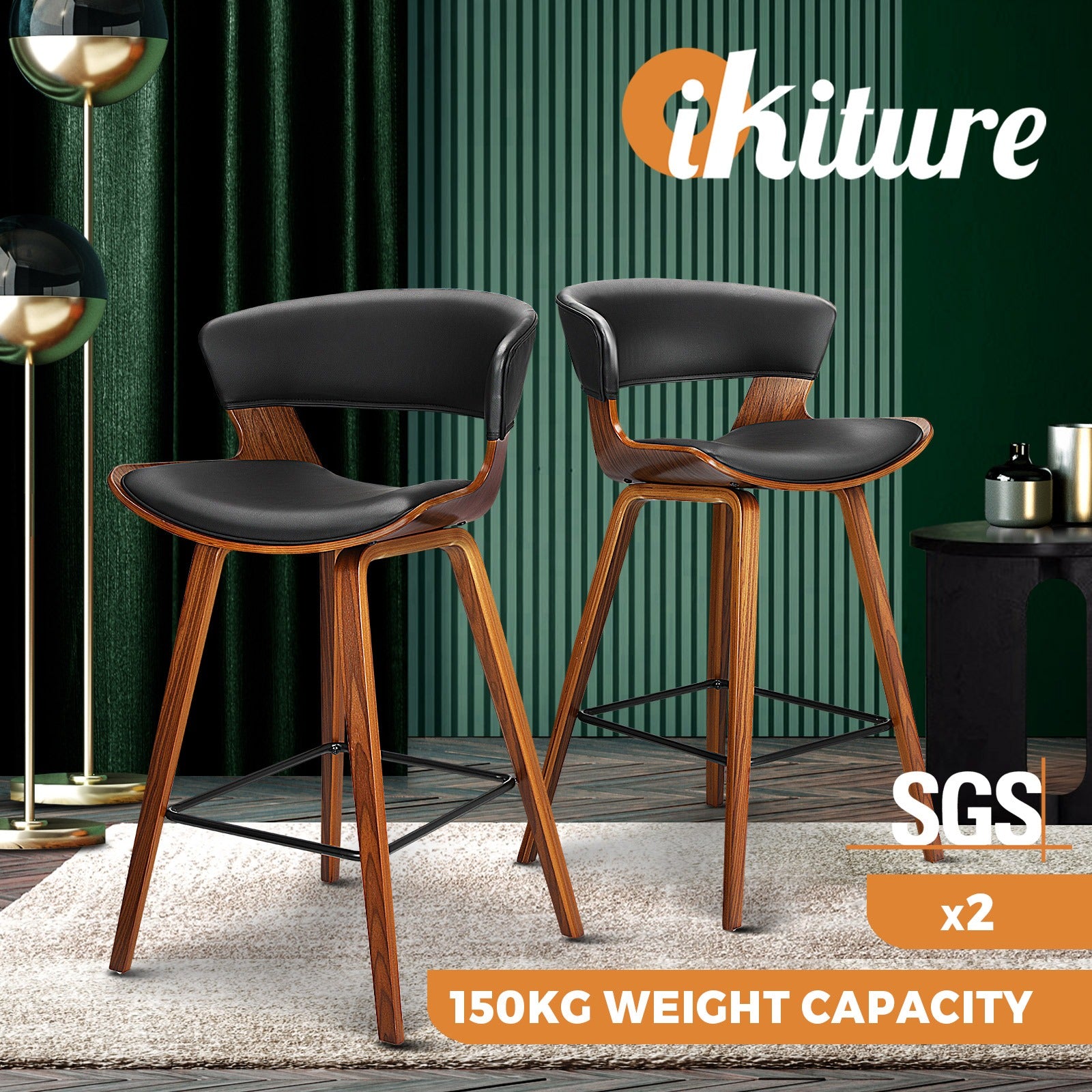 Oikiture Bar Stools Kitchen Stool Bar Chairs Metal Barstool Dining Chair Swivel - Sunyee