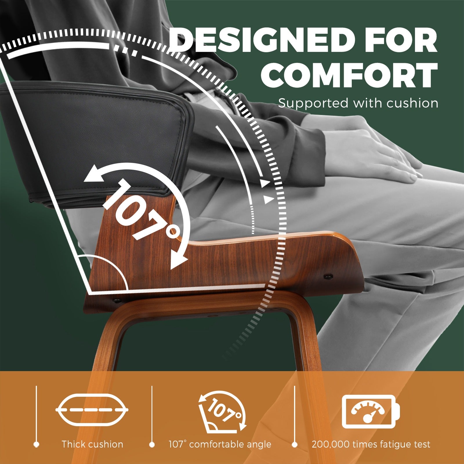 Oikiture Bar Stools Kitchen Stool Chairs Wood Barstool Dining Chair PU Leather x2 - Sunyee