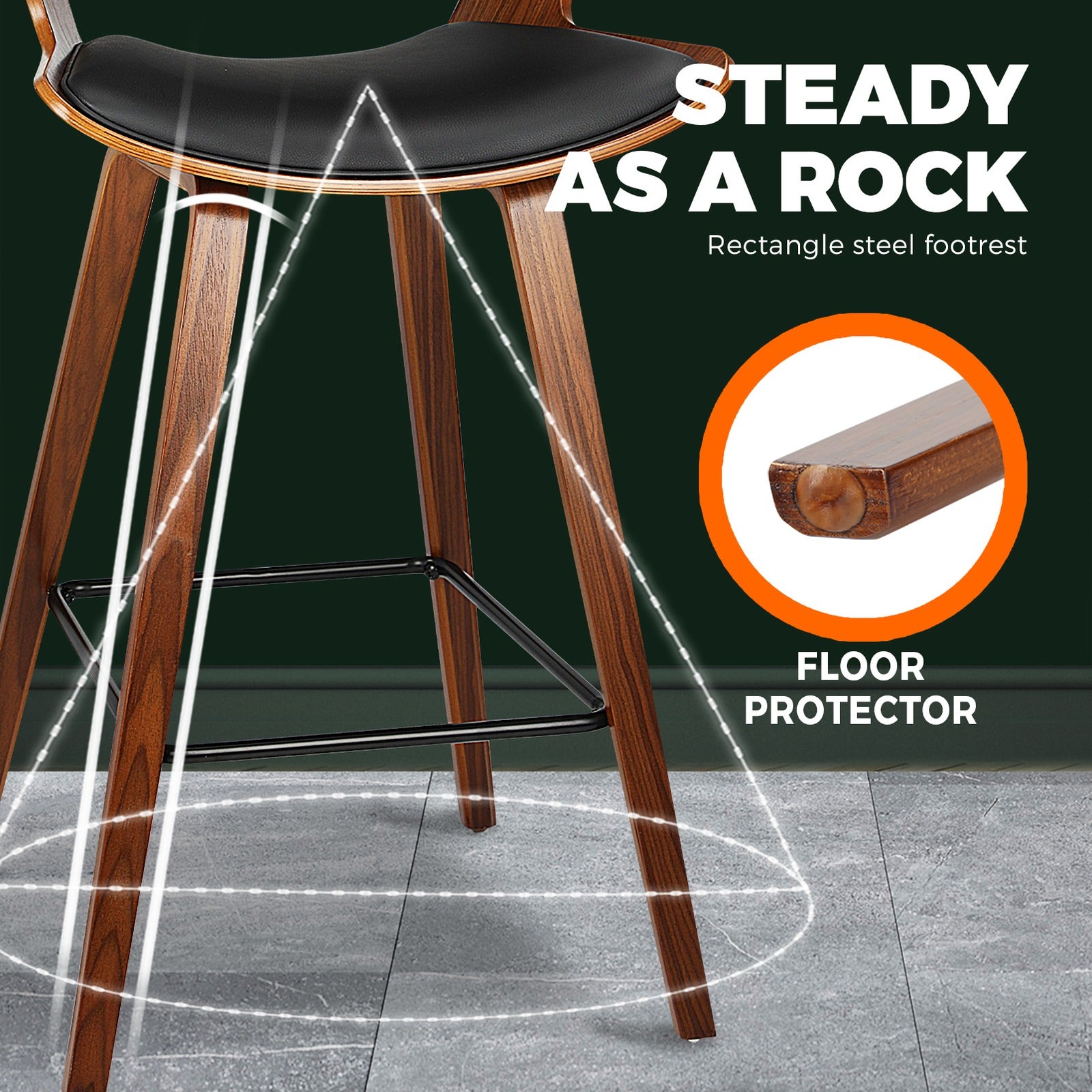 Oikiture Bar Stools Kitchen Stool Chairs Wood Barstool Dining Chair PU Leather x2 - Sunyee