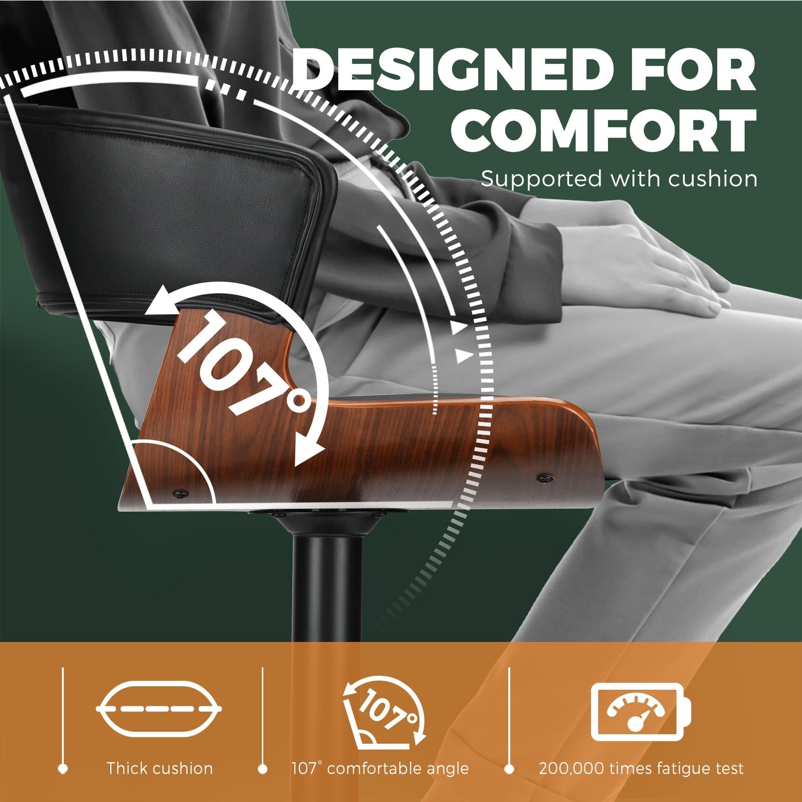 Oikiture Bar Stools Kitchen Stool Bar Chairs Swivel Barstool PU Leather Gas Lift - Sunyee