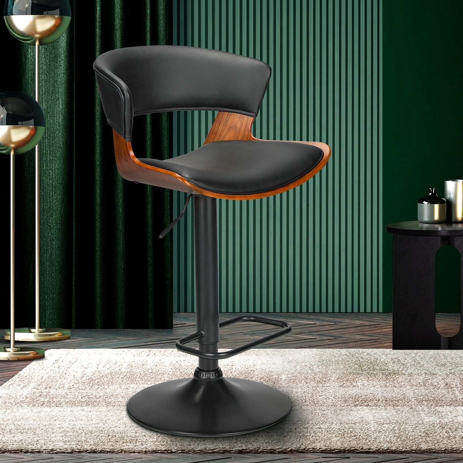 Oikiture Bar Stools Kitchen Stool Bar Chairs Swivel Barstool PU Leather Gas Lift - Sunyee