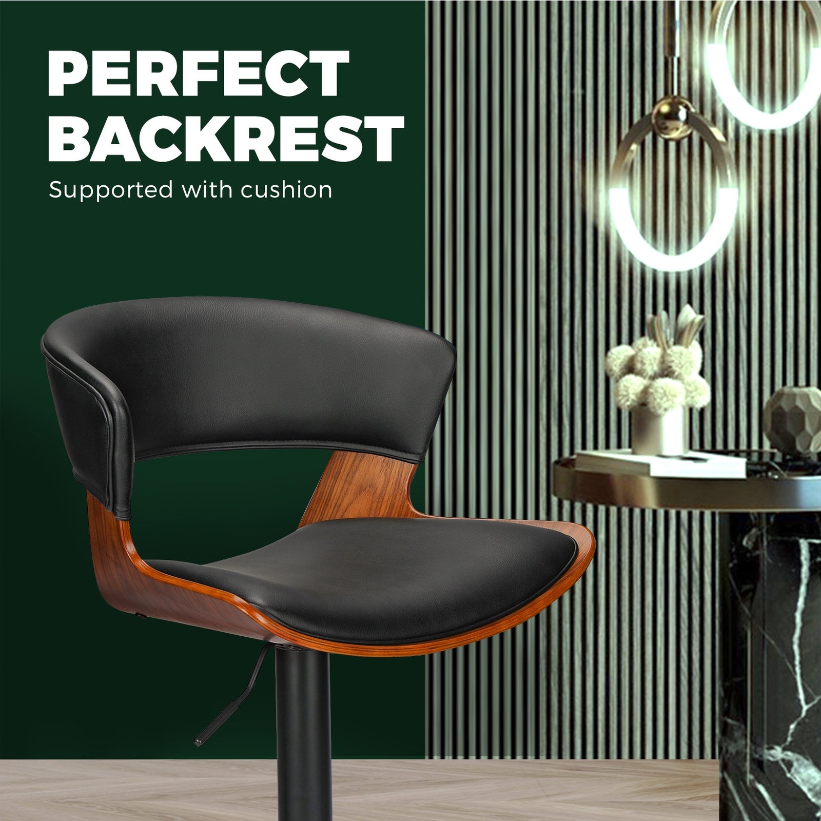 Oikiture Bar Stools Kitchen Stool Bar Chairs Swivel Barstool PU Leather Gas Lift x2 - Sunyee